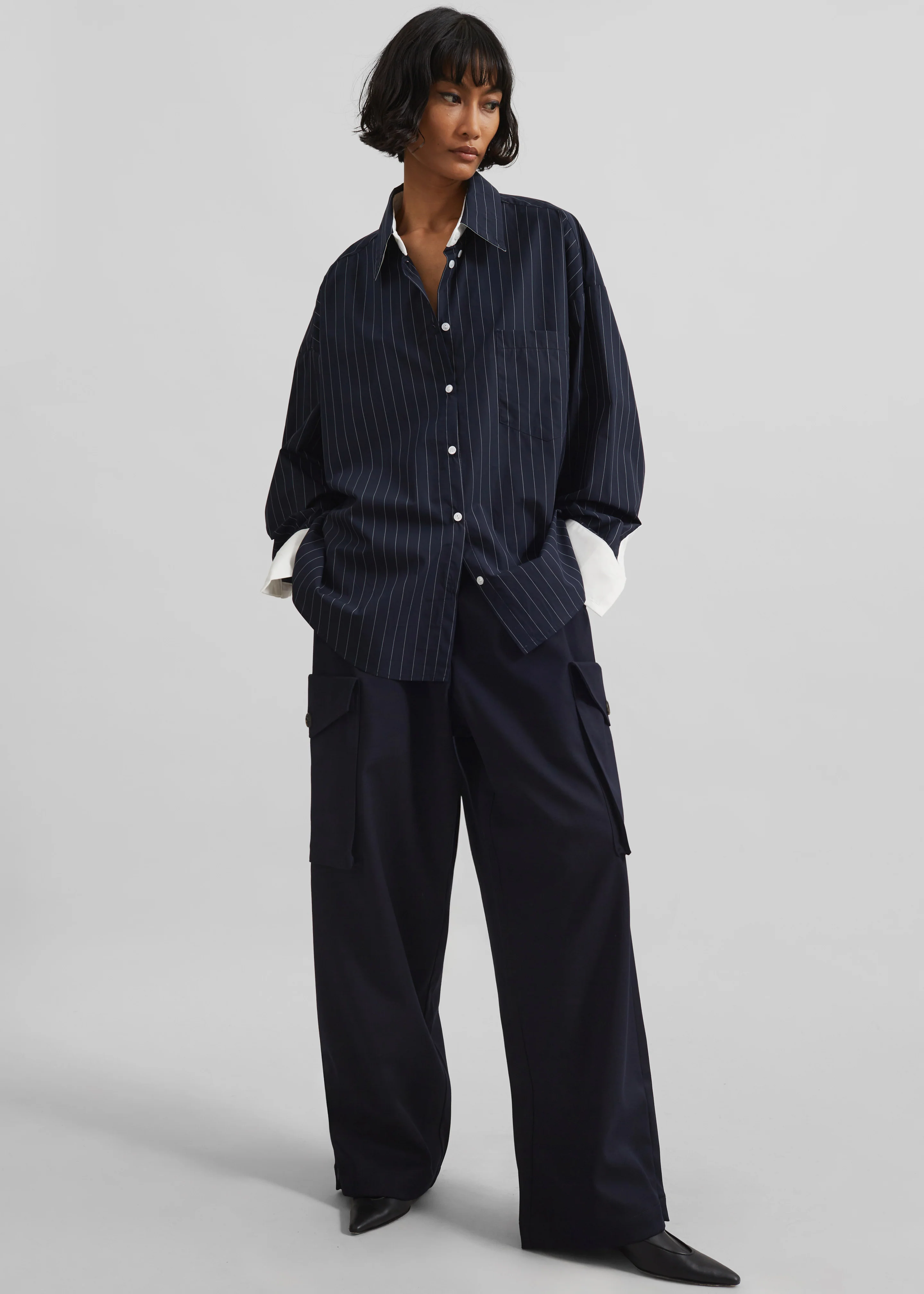 Lorna Shirt - Navy/White Pinstripe - Image 2