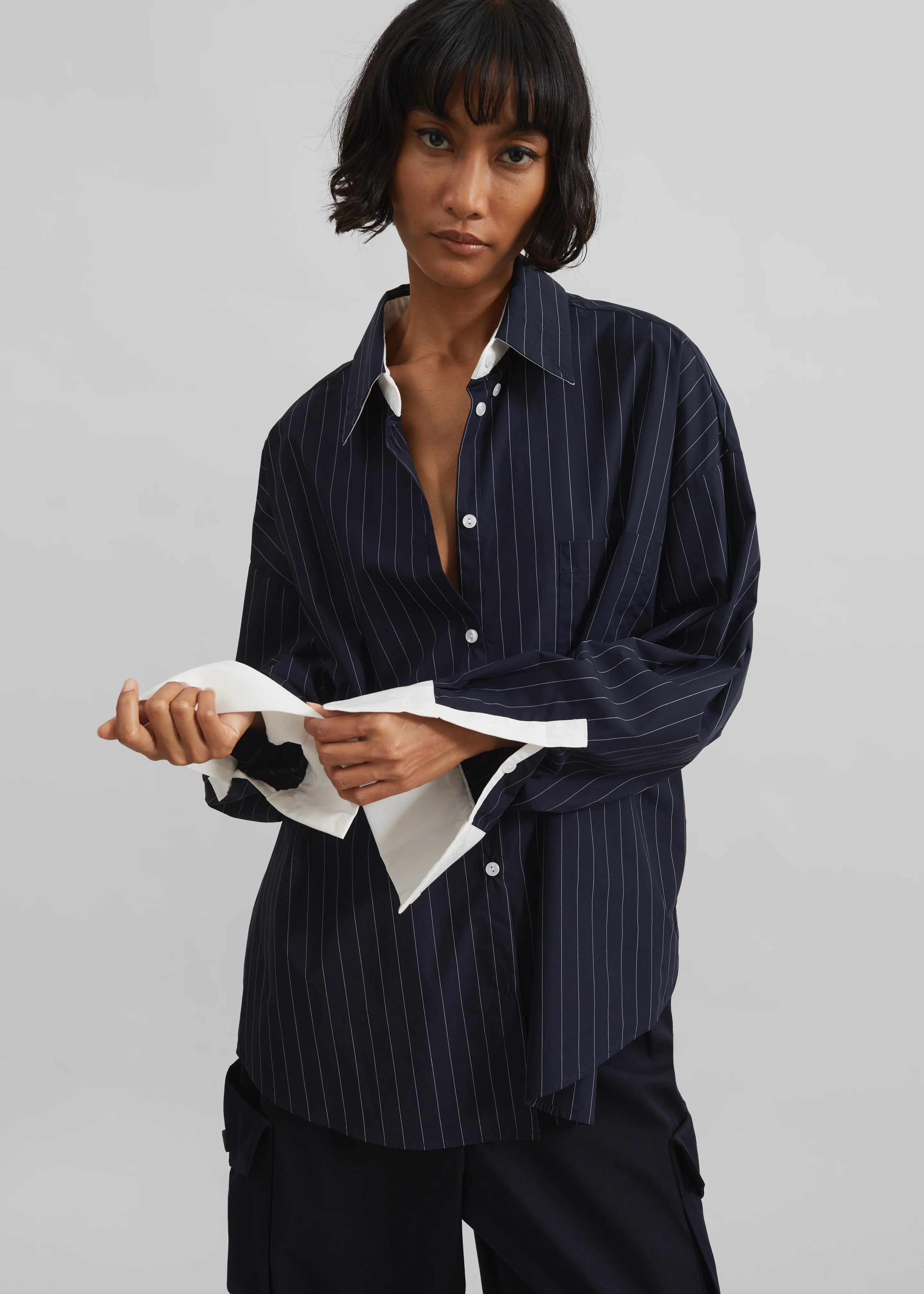 Lorna Shirt - Navy/White Pinstripe - Image 3