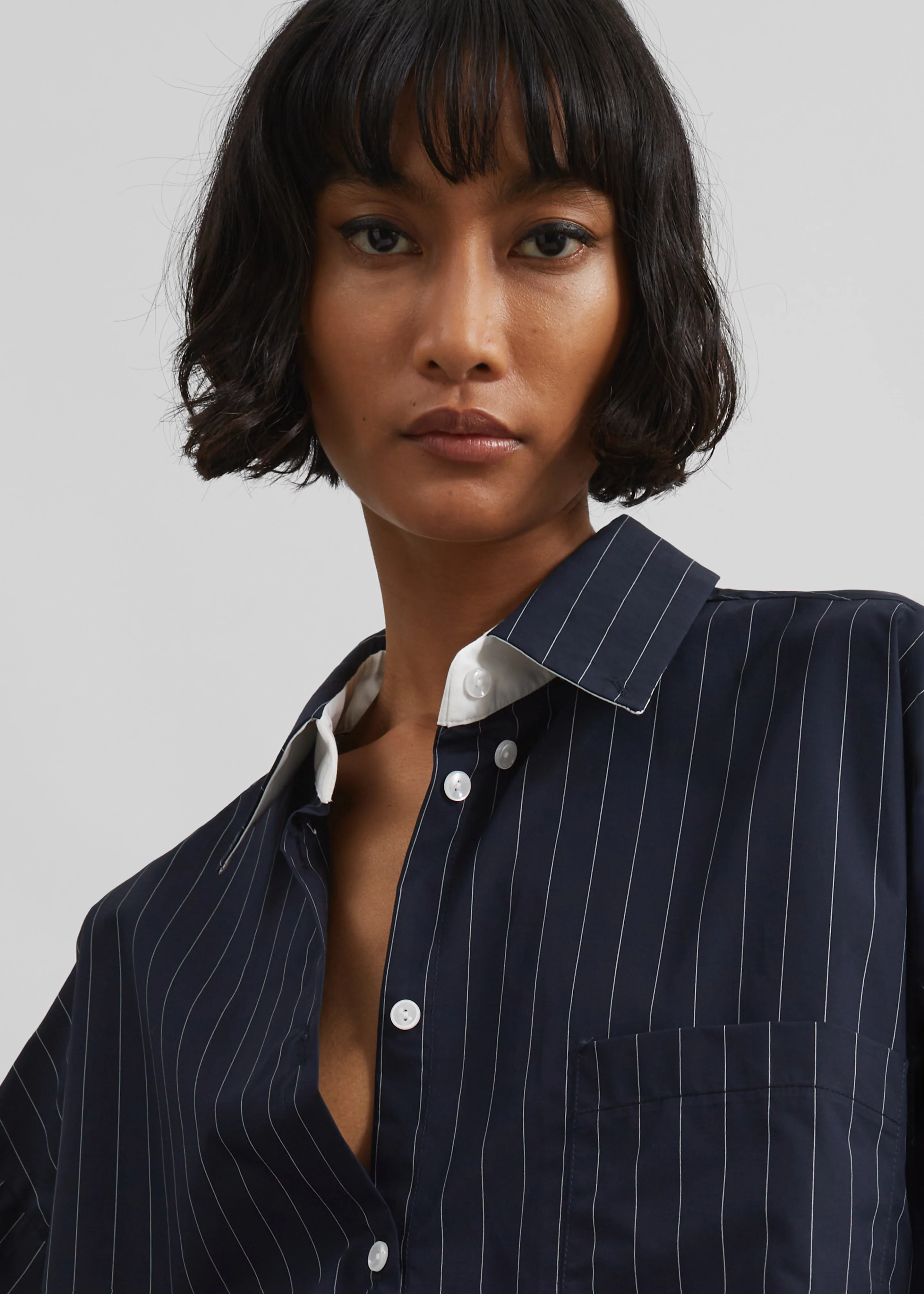 Lorna Shirt - Navy/White Pinstripe - Image 5