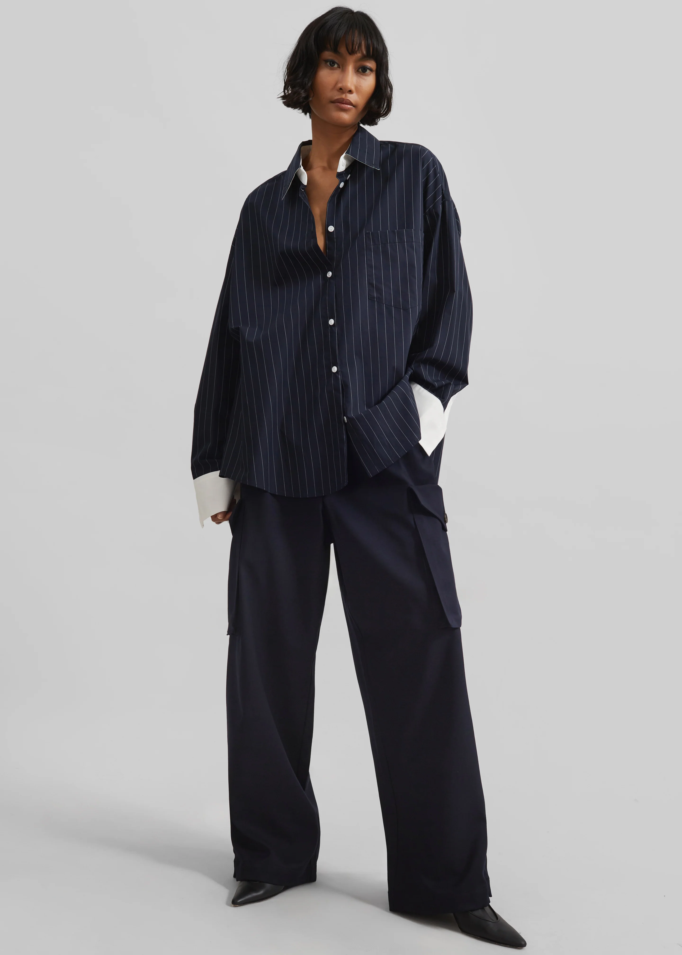 Lorna Shirt - Navy/White Pinstripe - Image 7