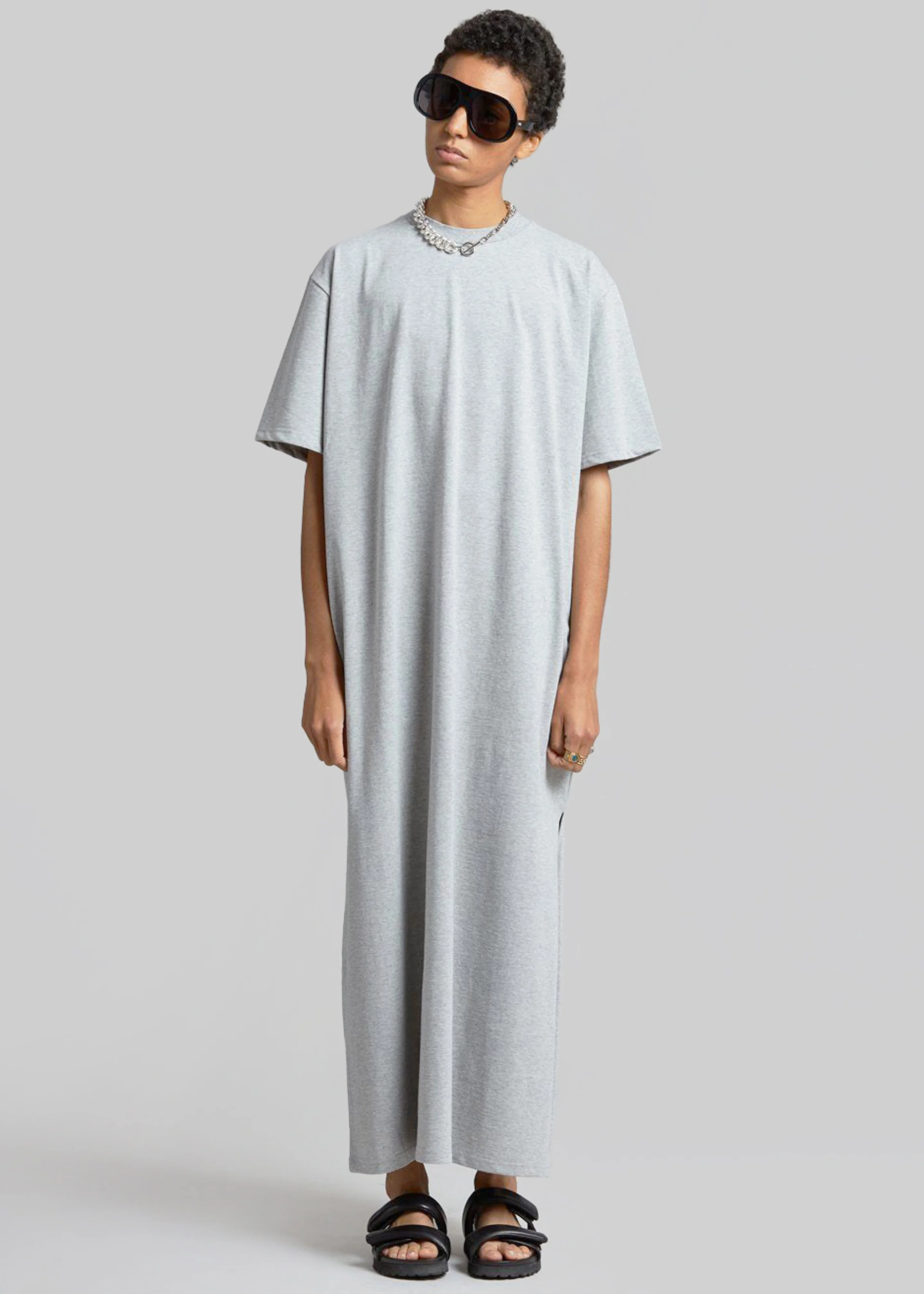 Lou Oversized Tee Dress - Heather Grey - Image 5