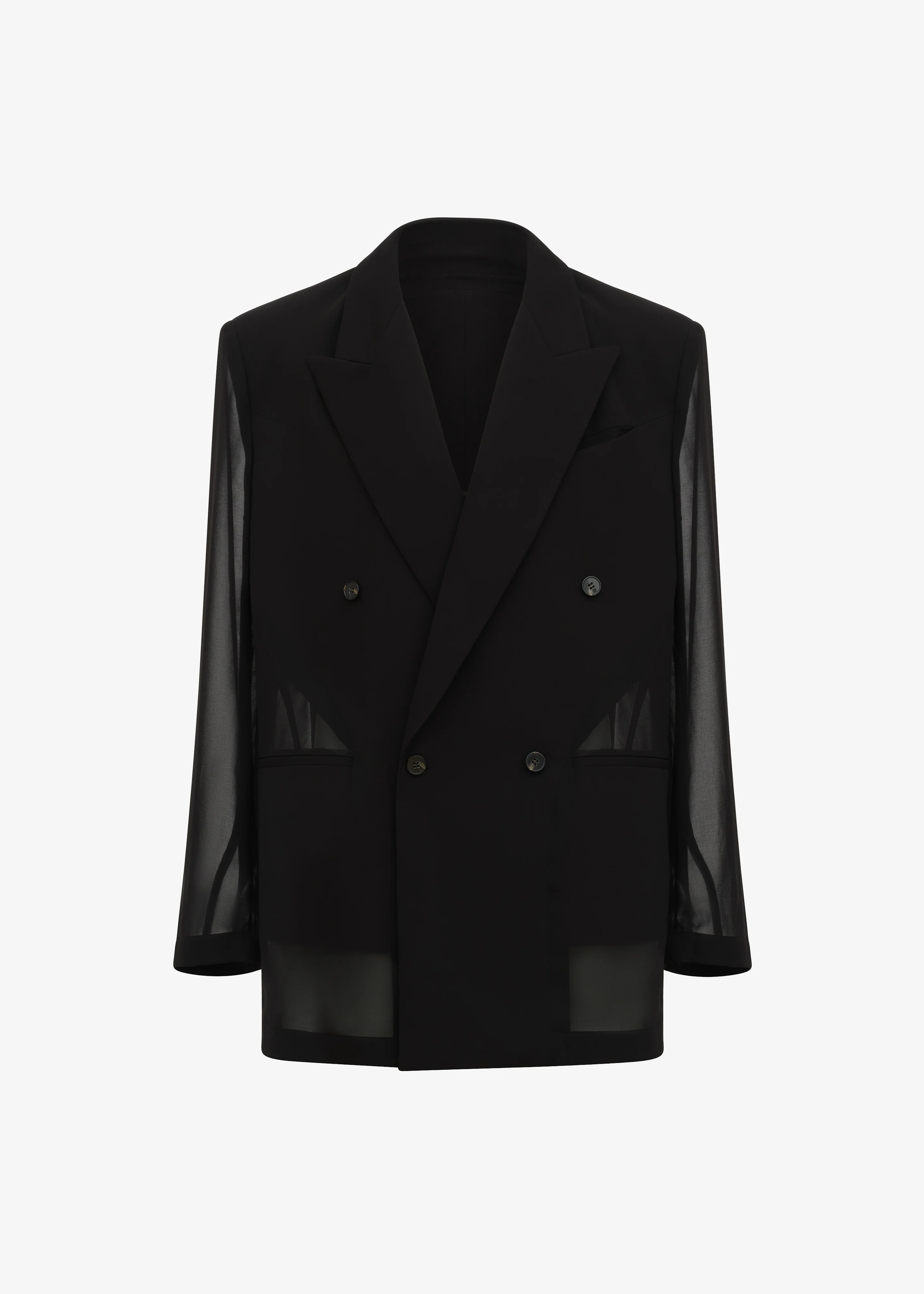 Louis Gabriel Nouchi 4-Button Double-Breasted Sheer Jacket - Black - Image 8