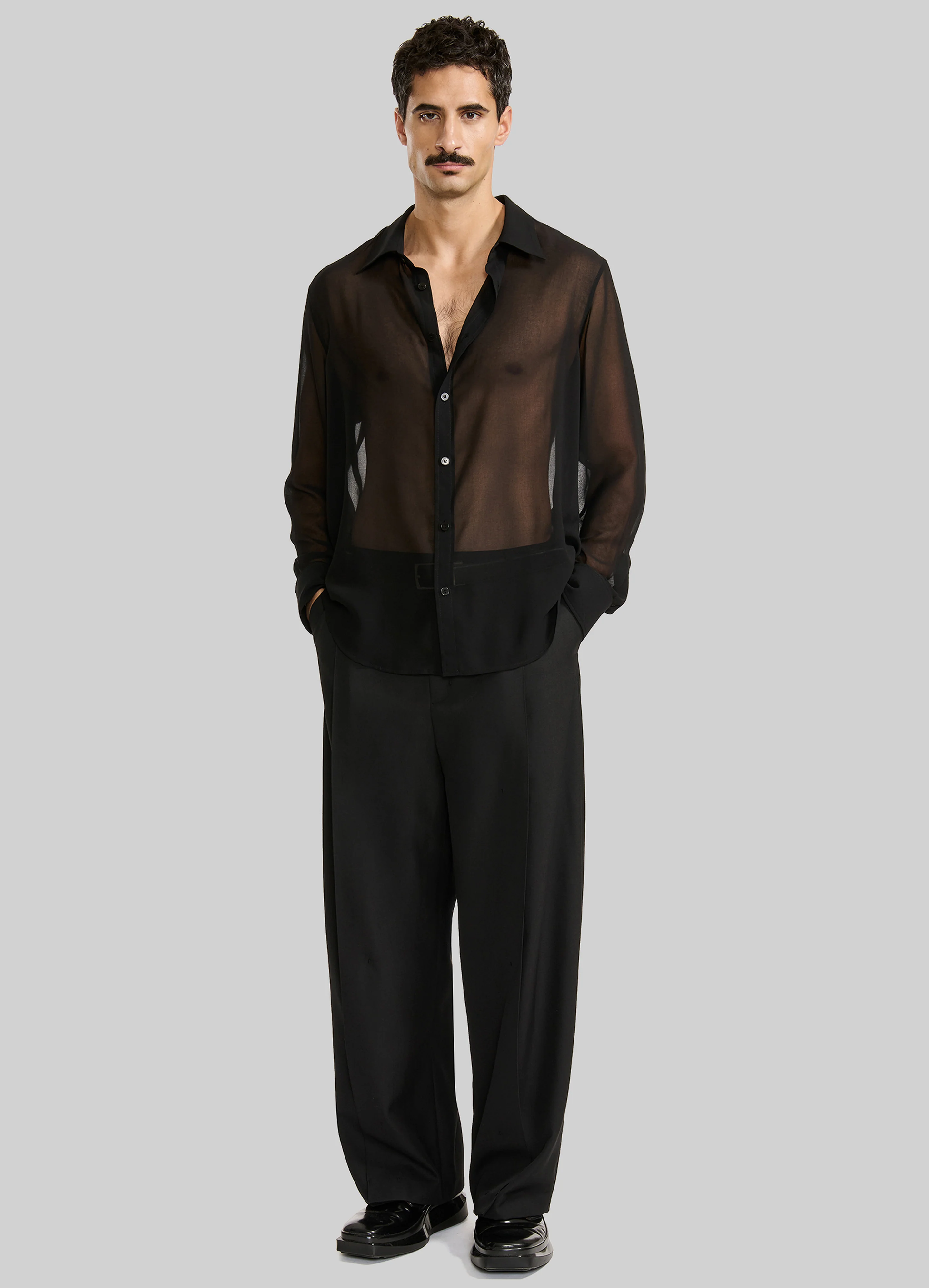 Louis Gabriel Nouchi Classic Transparent Shirt - Black - Image 7