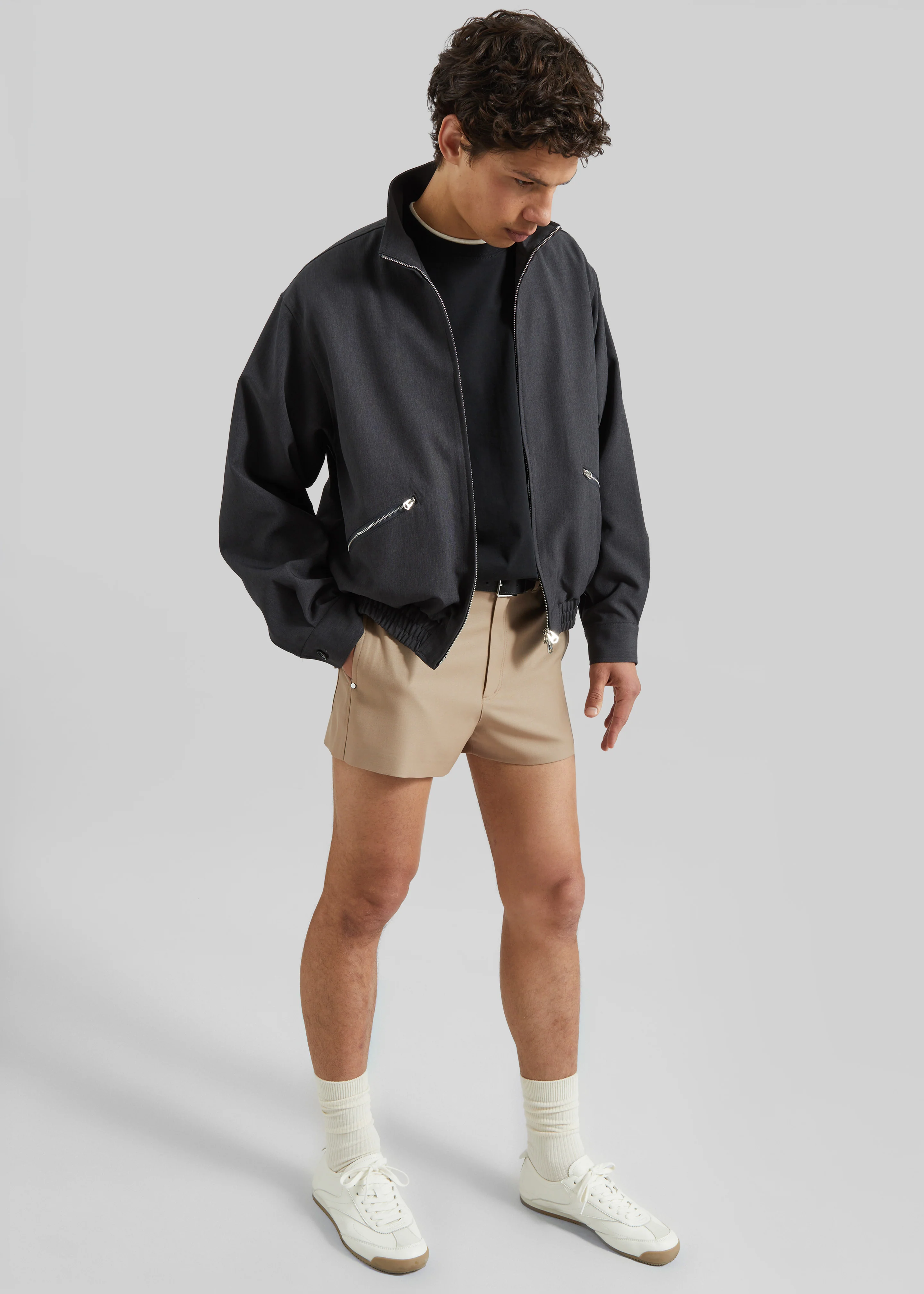 Louis Gabriel Nouchi Wool Suit Shorts - Sand - Image 4