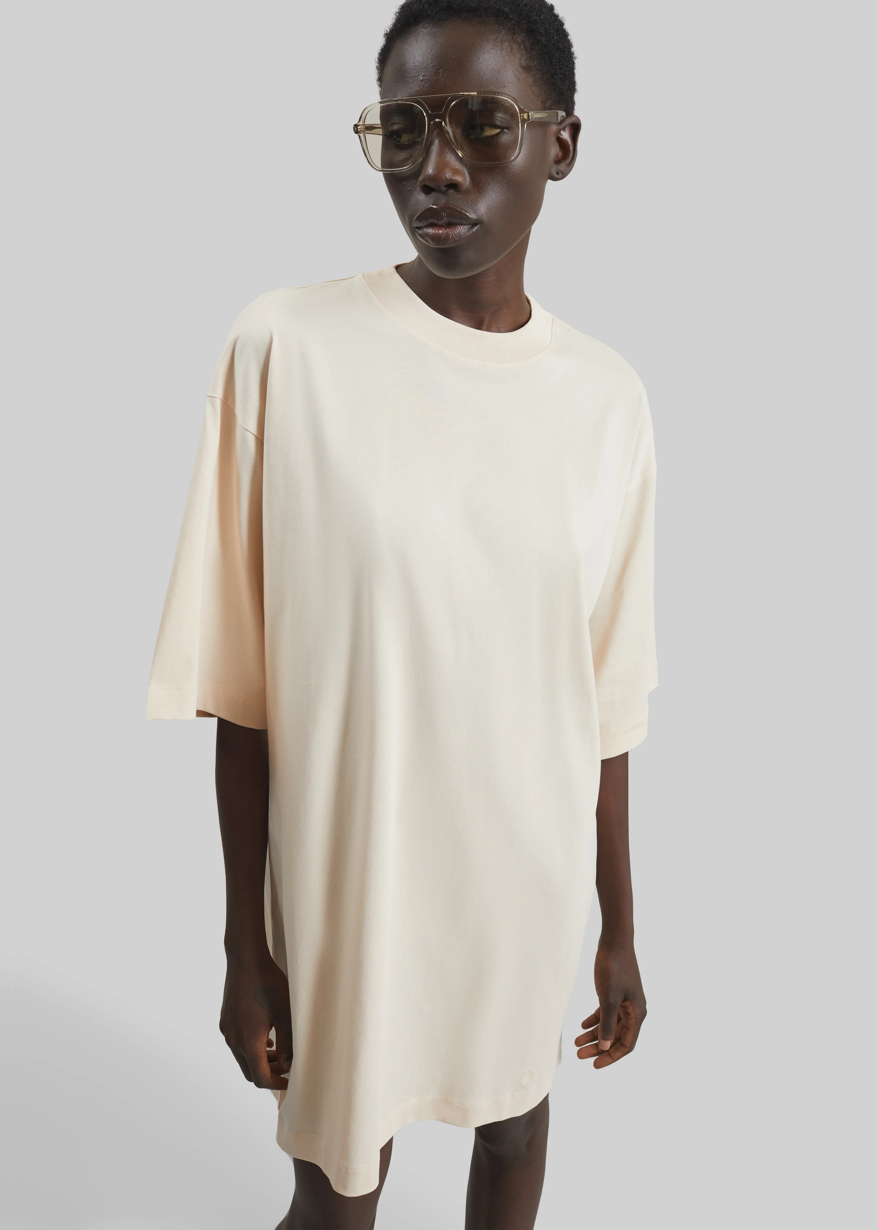Loulou de Saison Ayaz Oversized T-Shirt Dress - Cream Rose - Image 3