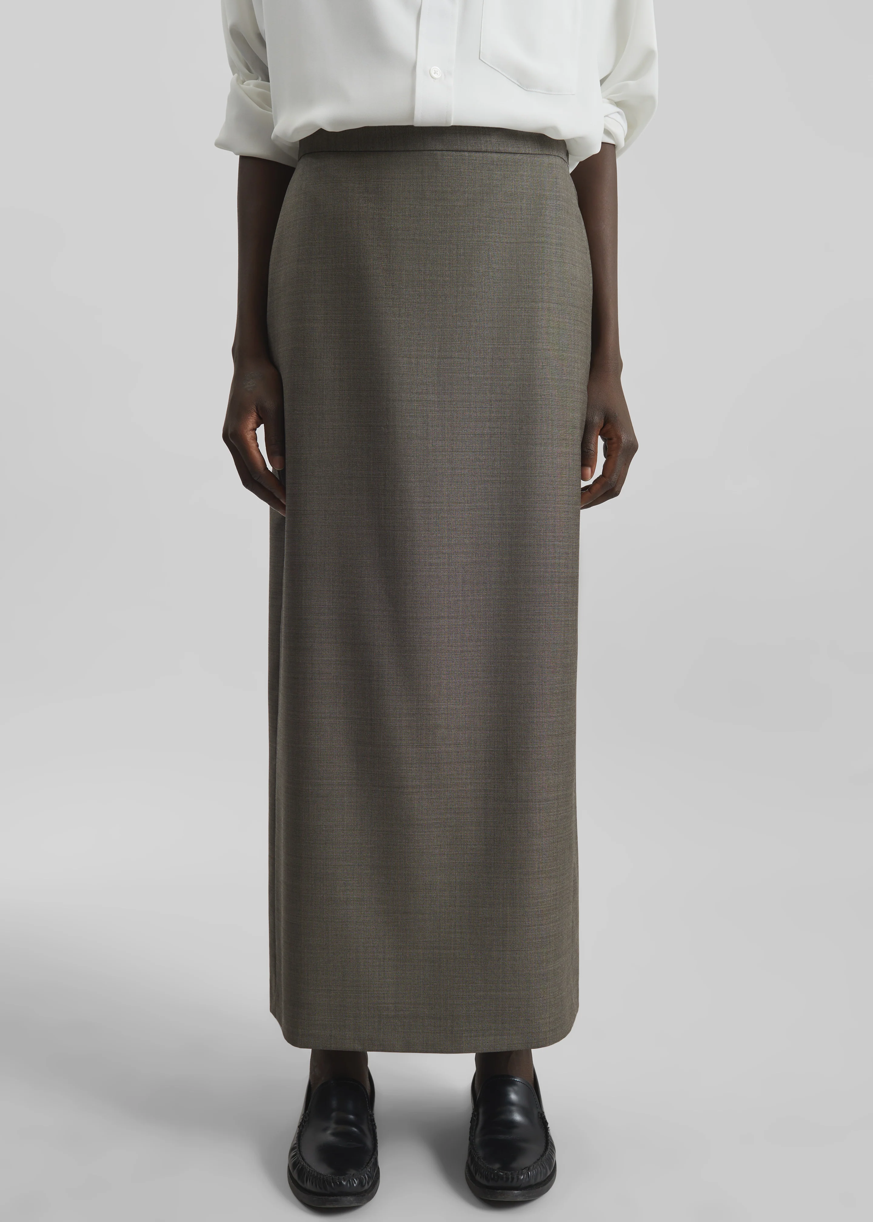 Loulou de Saison Cara Maxi Skirt - Dark Brown Melange - Image 4