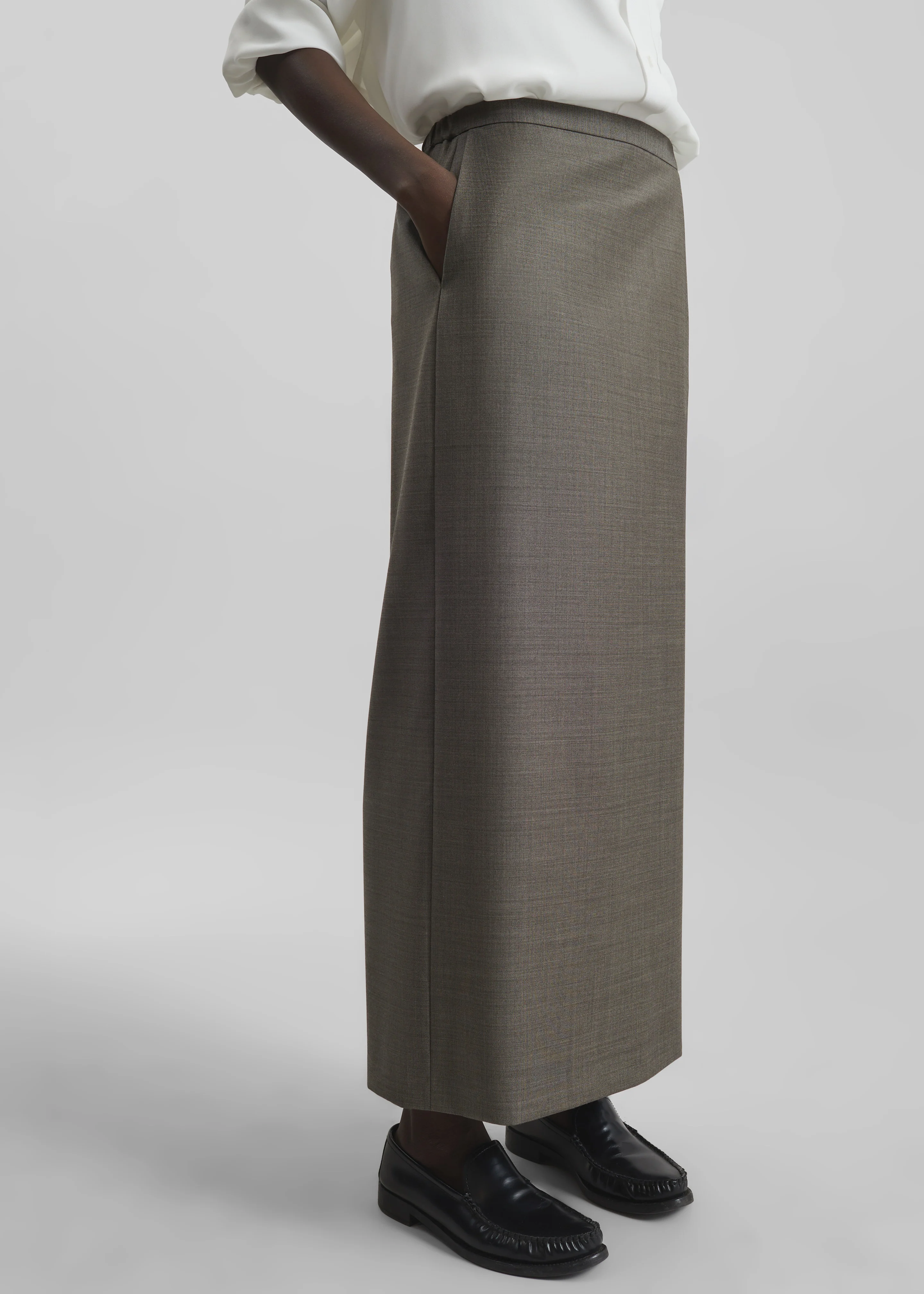 Loulou de Saison Cara Maxi Skirt - Dark Brown Melange - Image 6