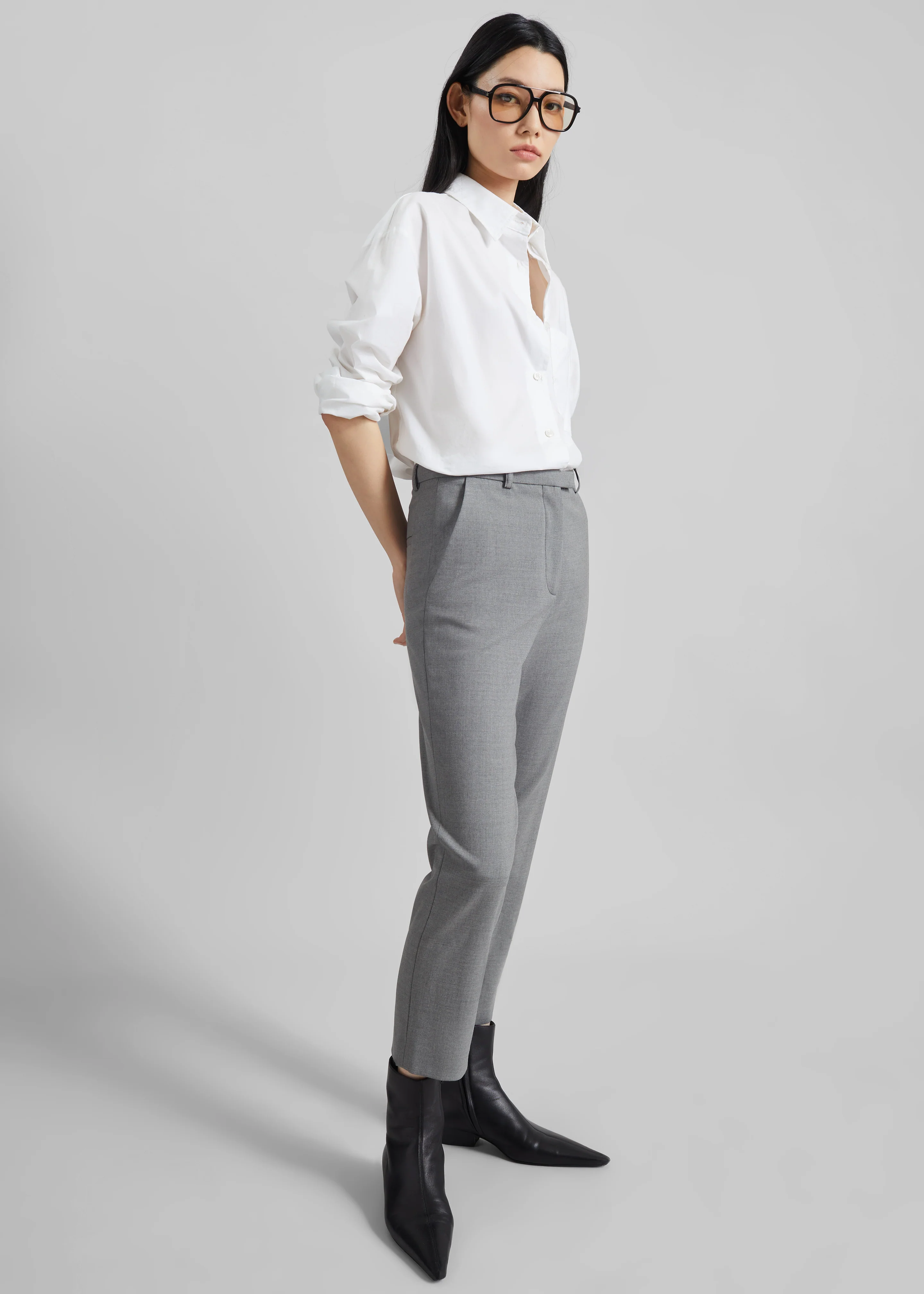 Loulou de Saison Carlo Straight Leg Pants - Grey - Image 3