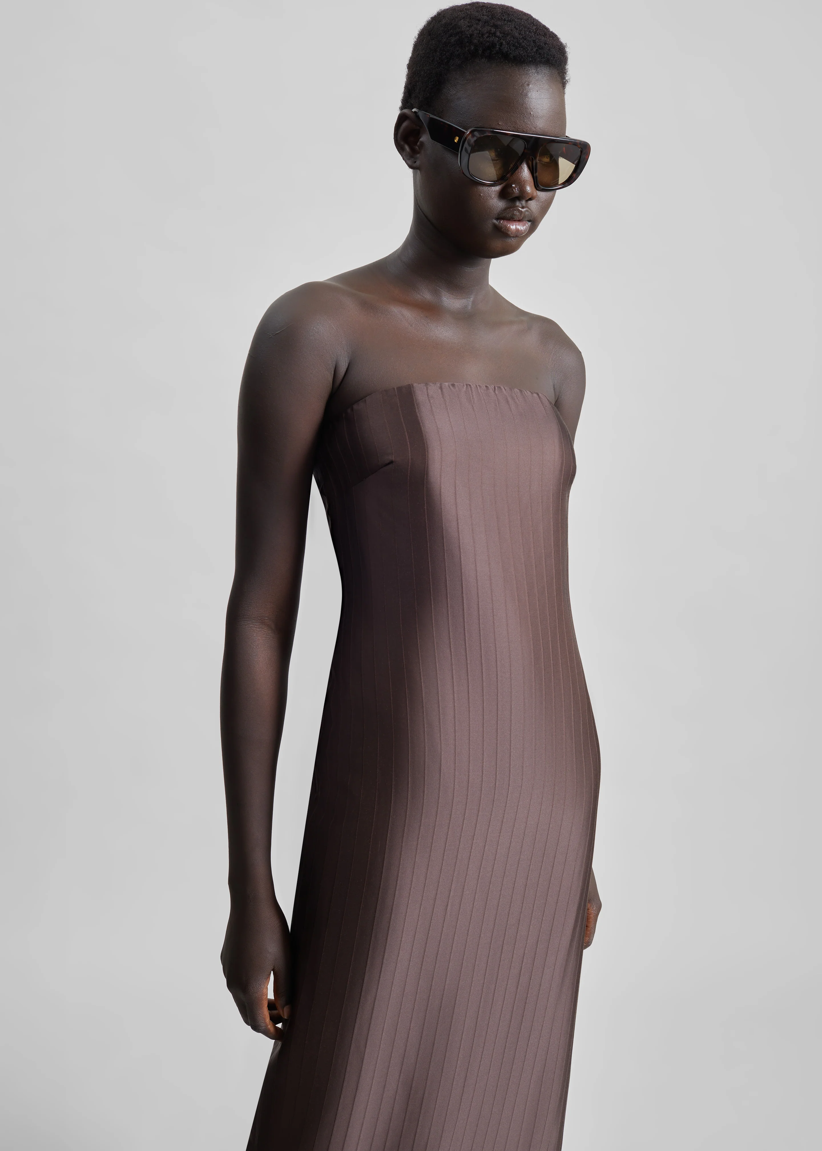 Loulou de Saison Giulia Bustier Dress - Dark Brown - Image 5