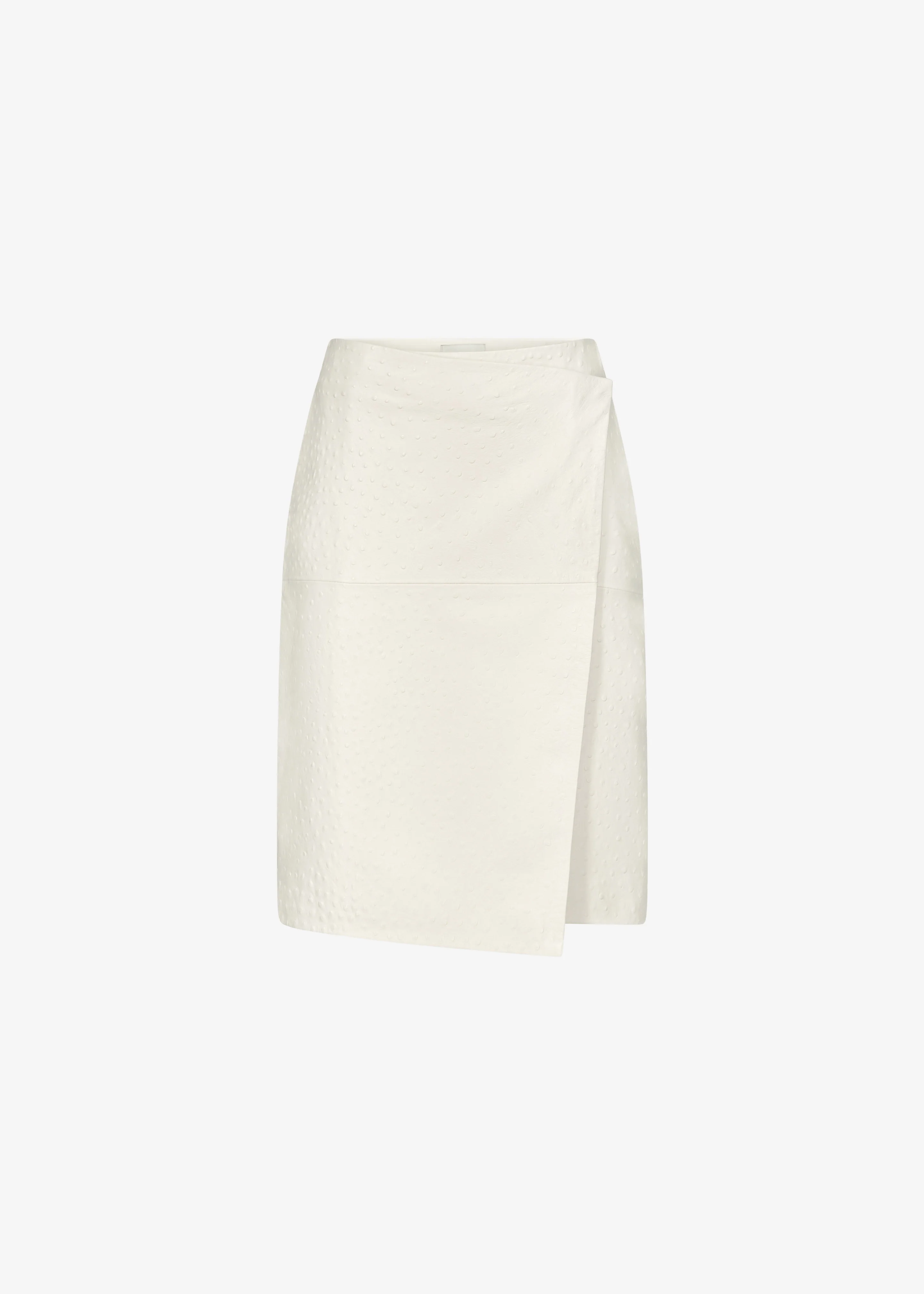 Loulou de Saison Gora Ostrich-Effect Leather Wrap Skirt - Ivory - Image 9