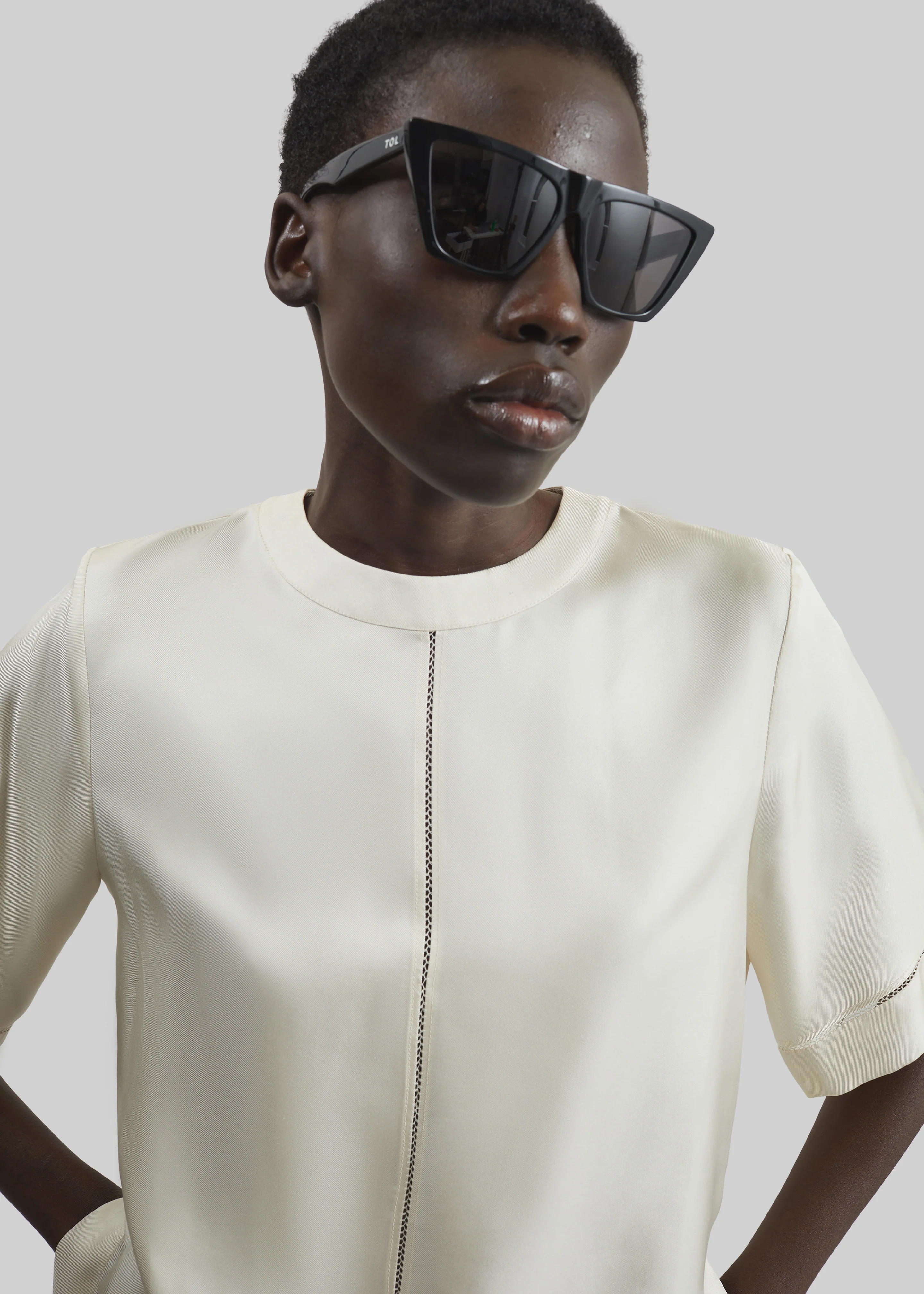 Loulou de Saison Havana Silk Twill Top - Ivory - Image 3