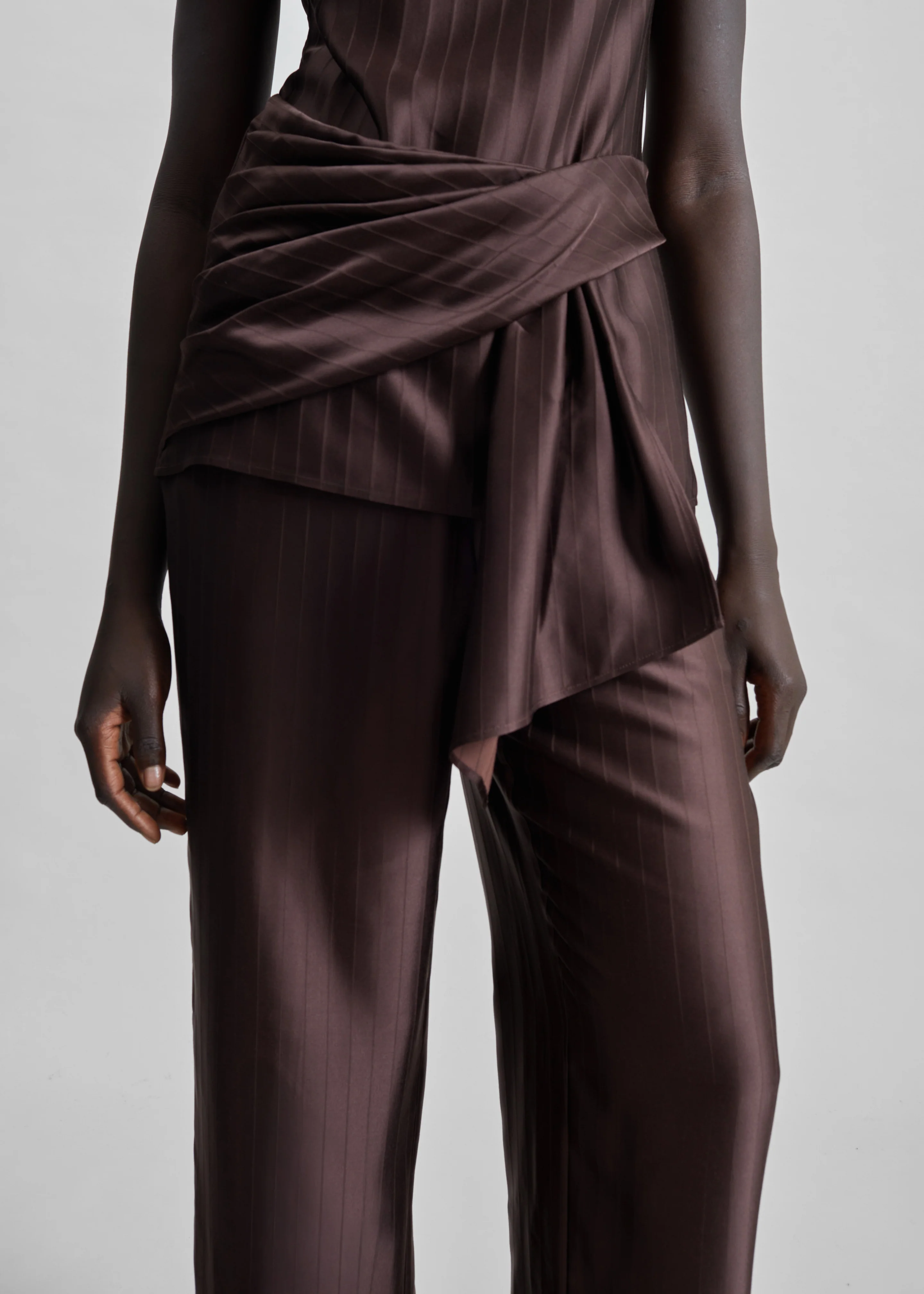 Loulou de Saison Kadala Silk Blend Trousers - Dark Brown - Image 3