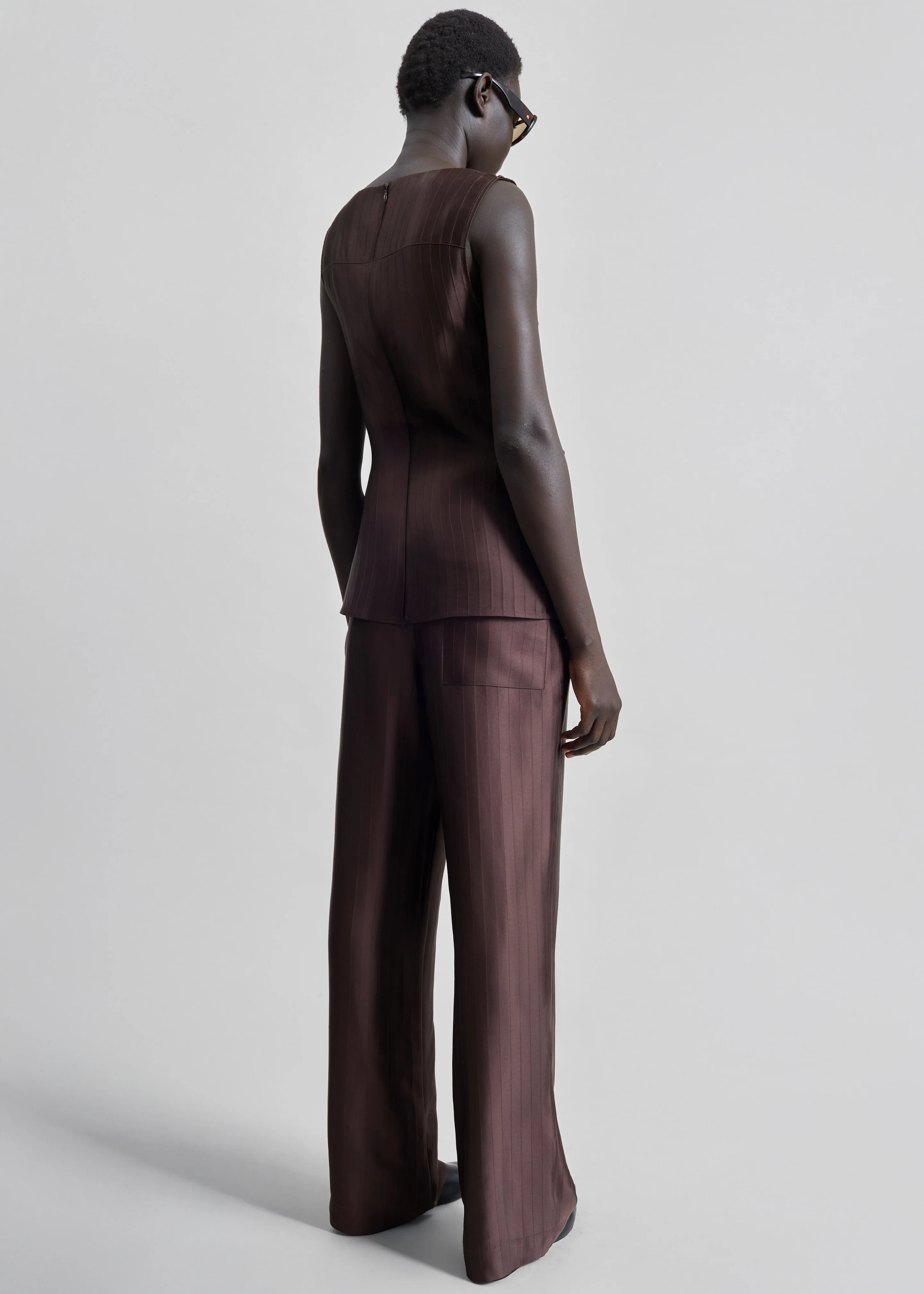 Loulou de Saison Kadala Silk Blend Trousers - Dark Brown - Image 7