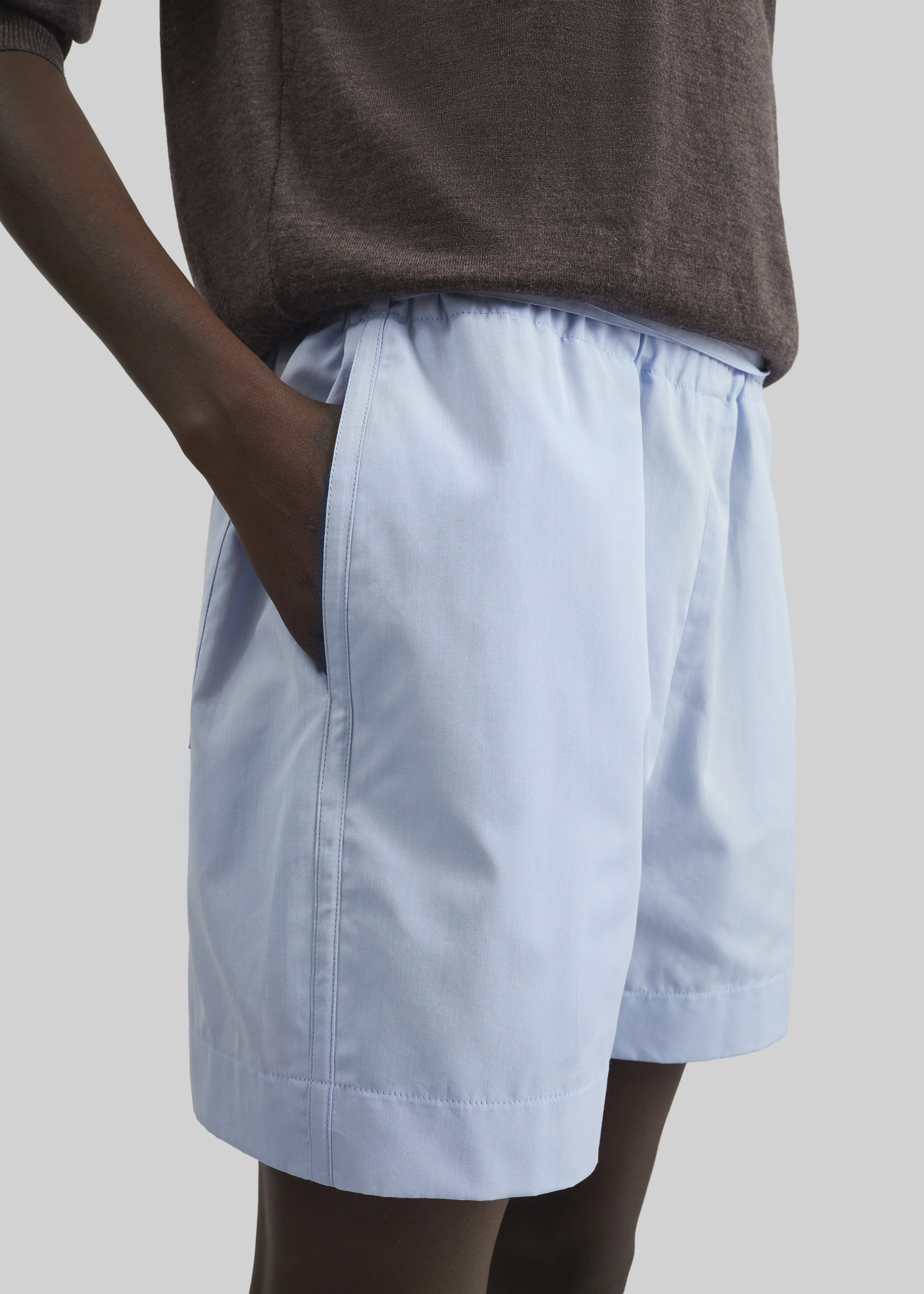 Loulou de Saison Malone Cotton Poplin Shorts - Storm - Image 4