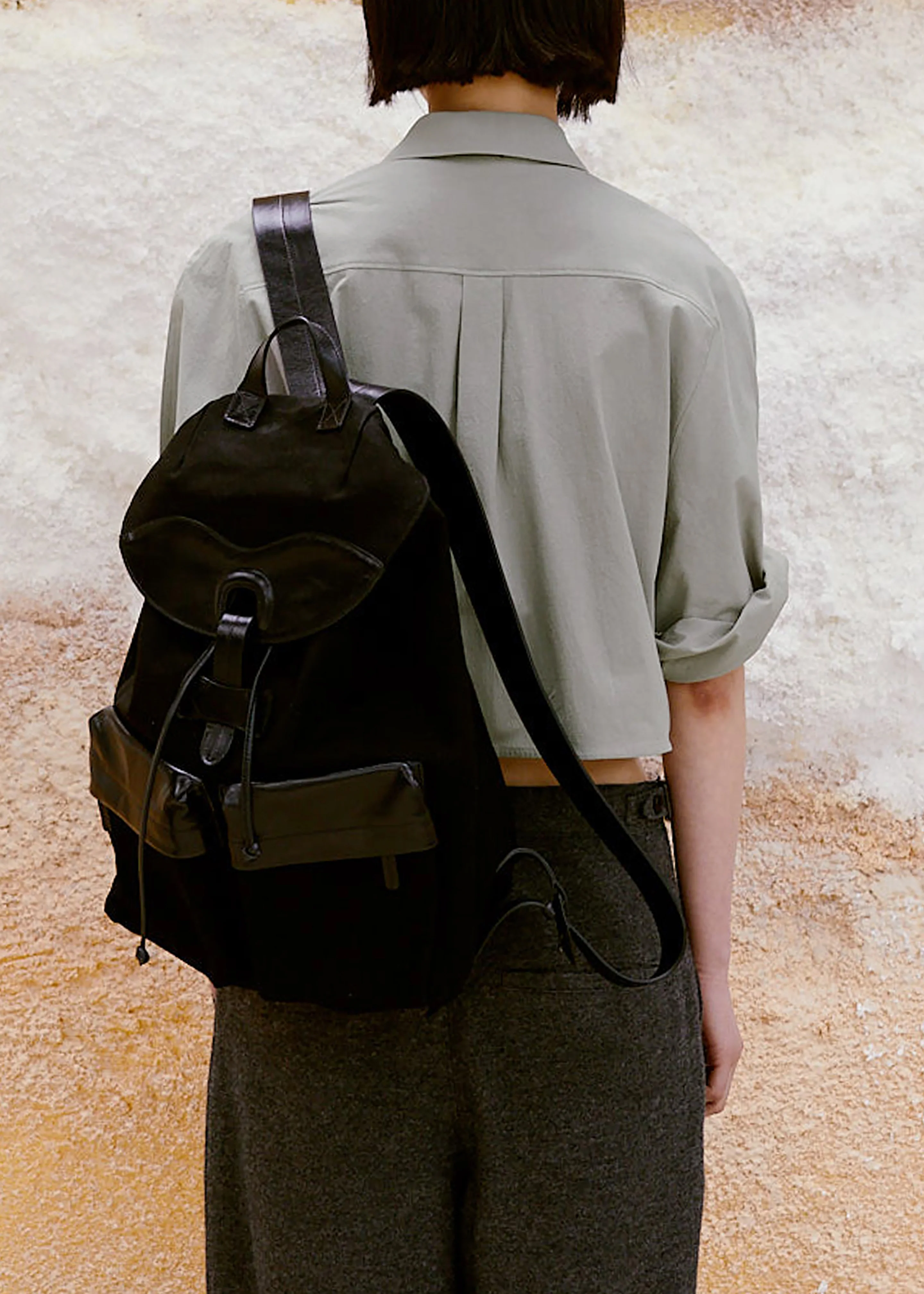 Low Classic Half Sleeve Cropped Shirt - Khaki Grey - Image 4