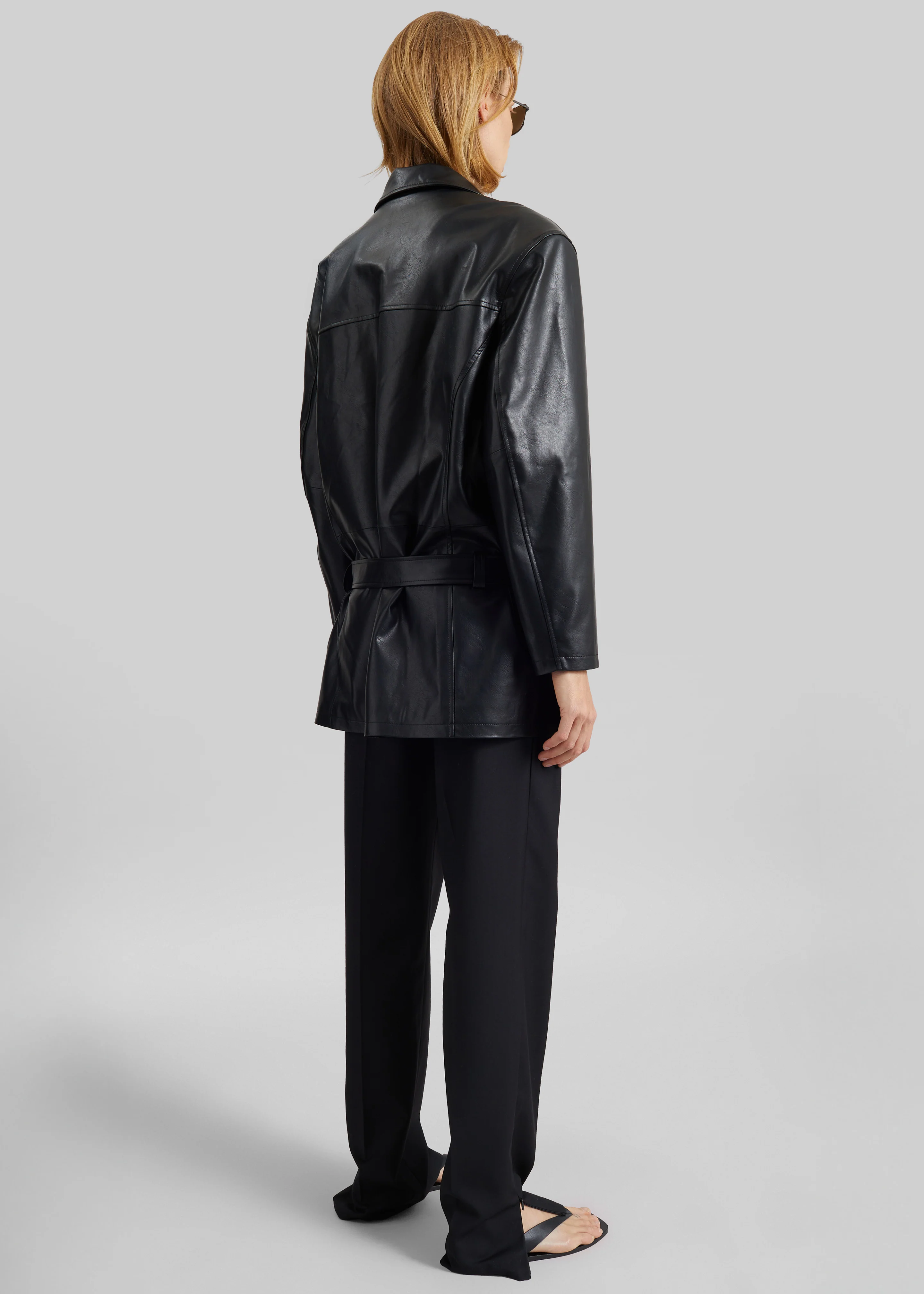 Low Classic Low Waist Artificial Leather Jacket - Black - Image 6
