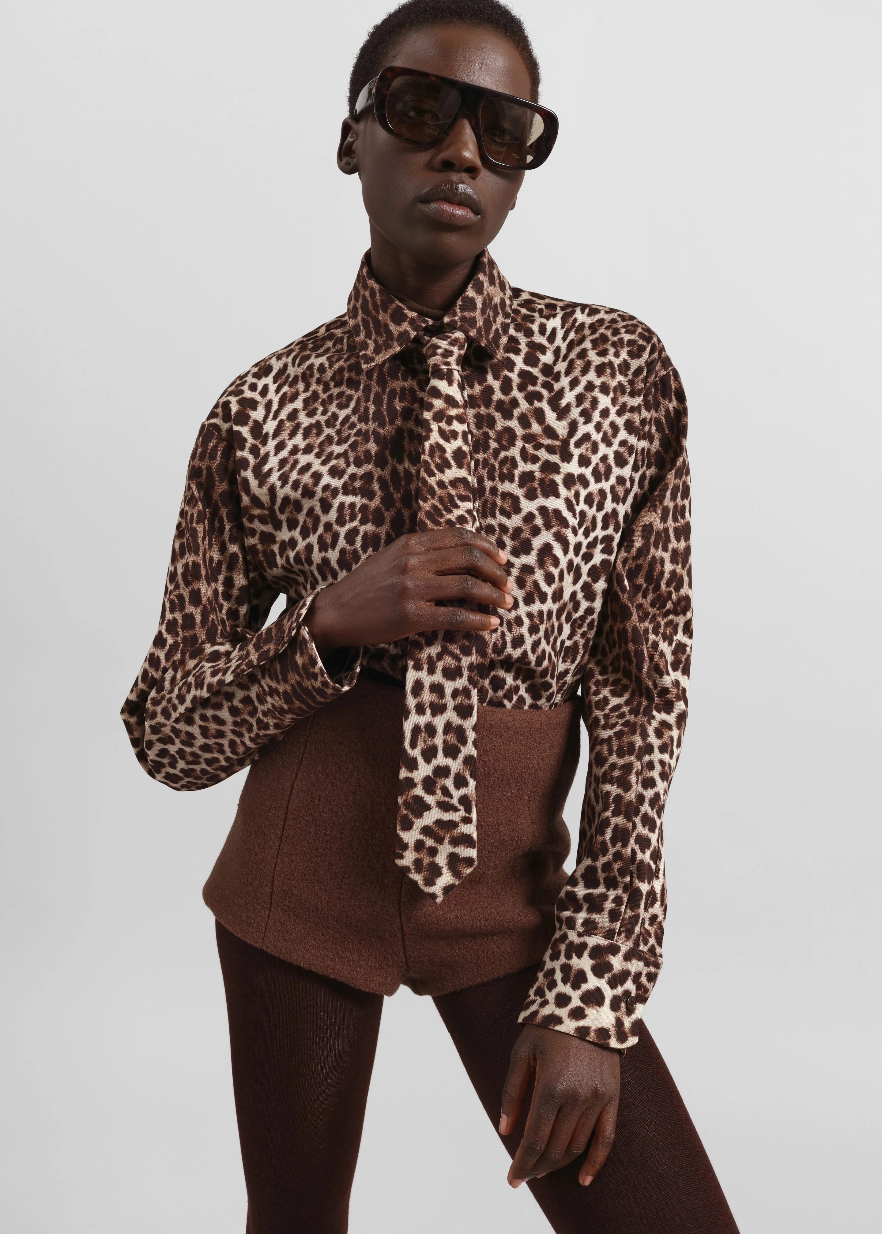 Lui Leopard Print Shirt - Brown - Image 2