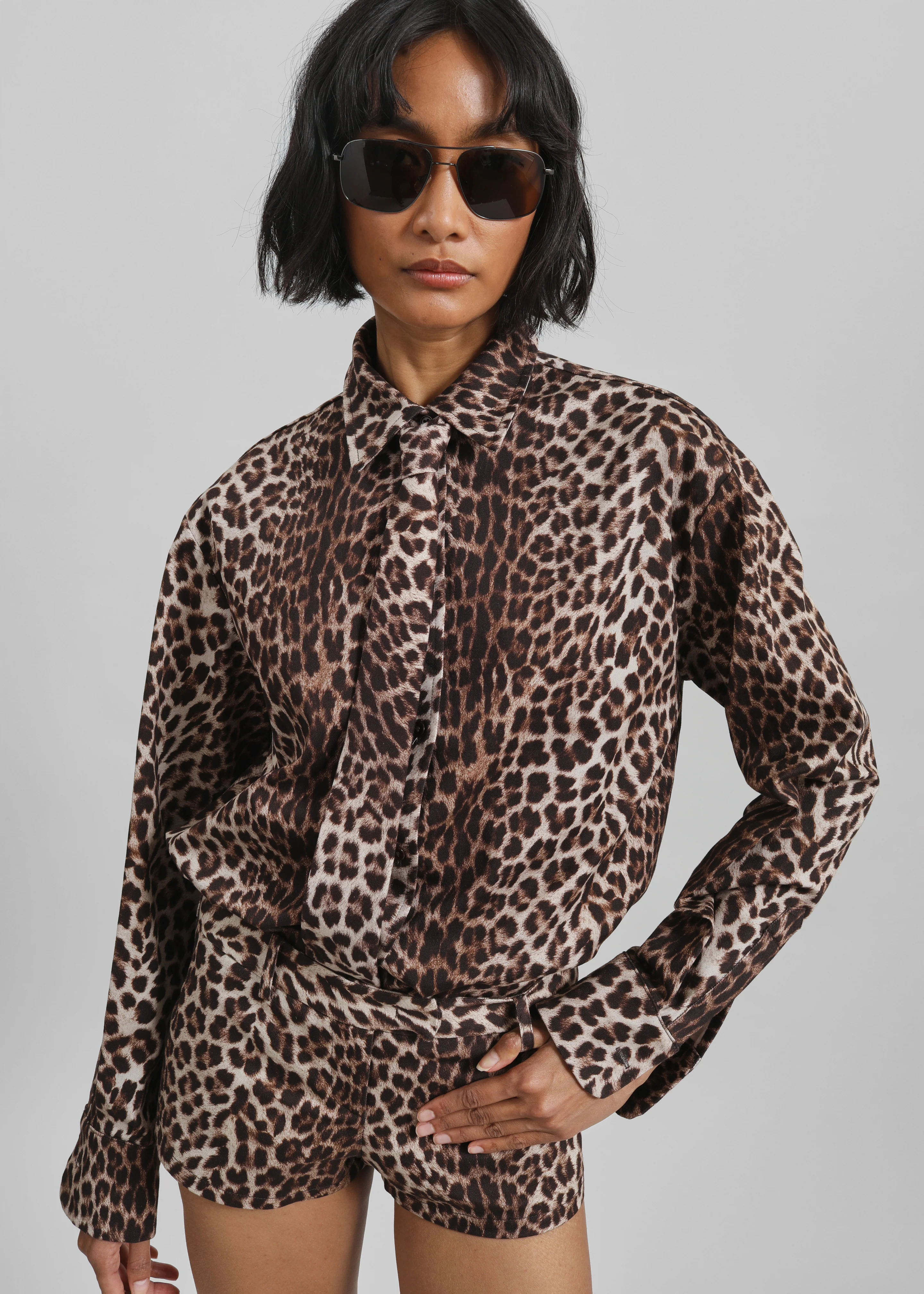 Lui Leopard Print Shirt - Brown - Image 5