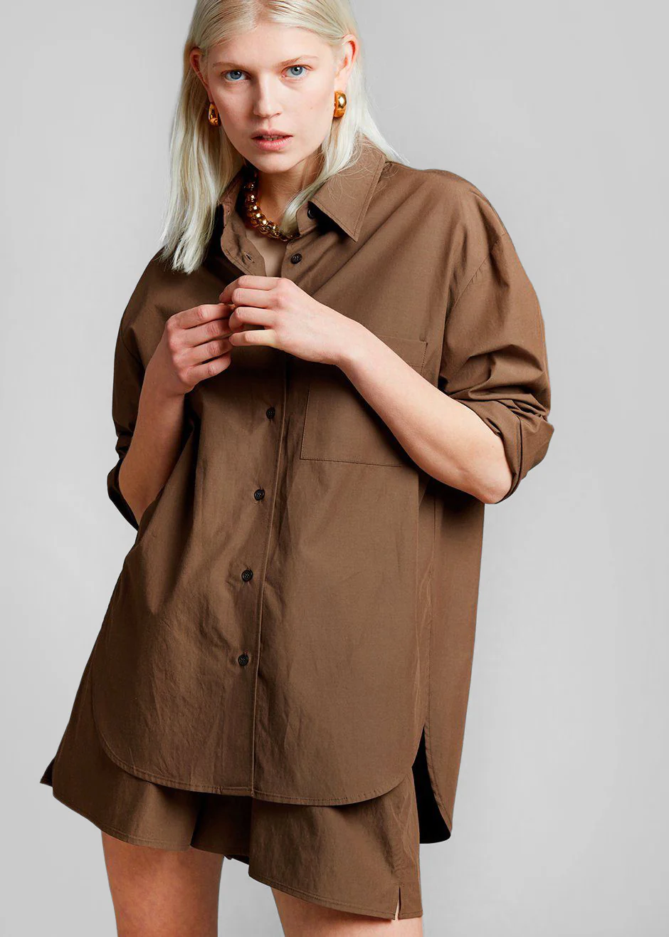 Lui Organic Cotton Shirt - Chocolate - Image 7