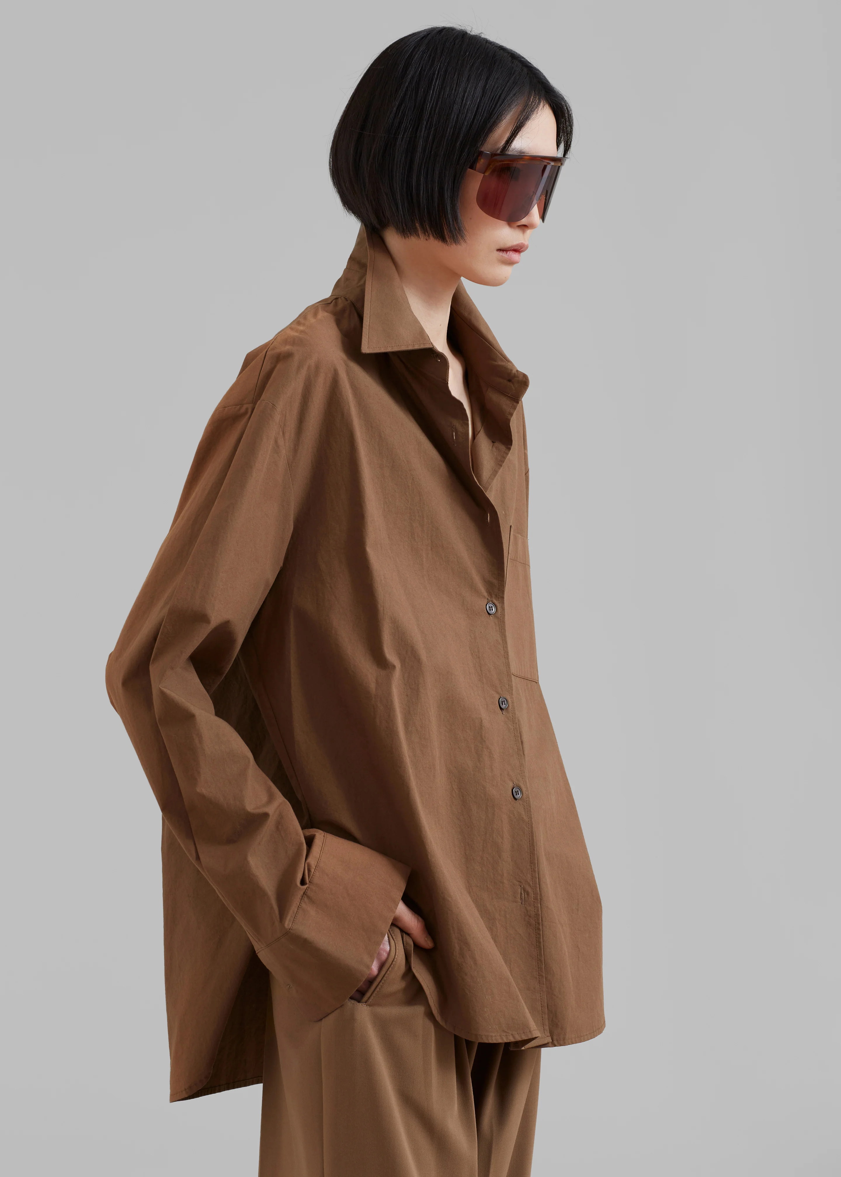 Lui Organic Cotton Shirt - Chocolate - Image 8
