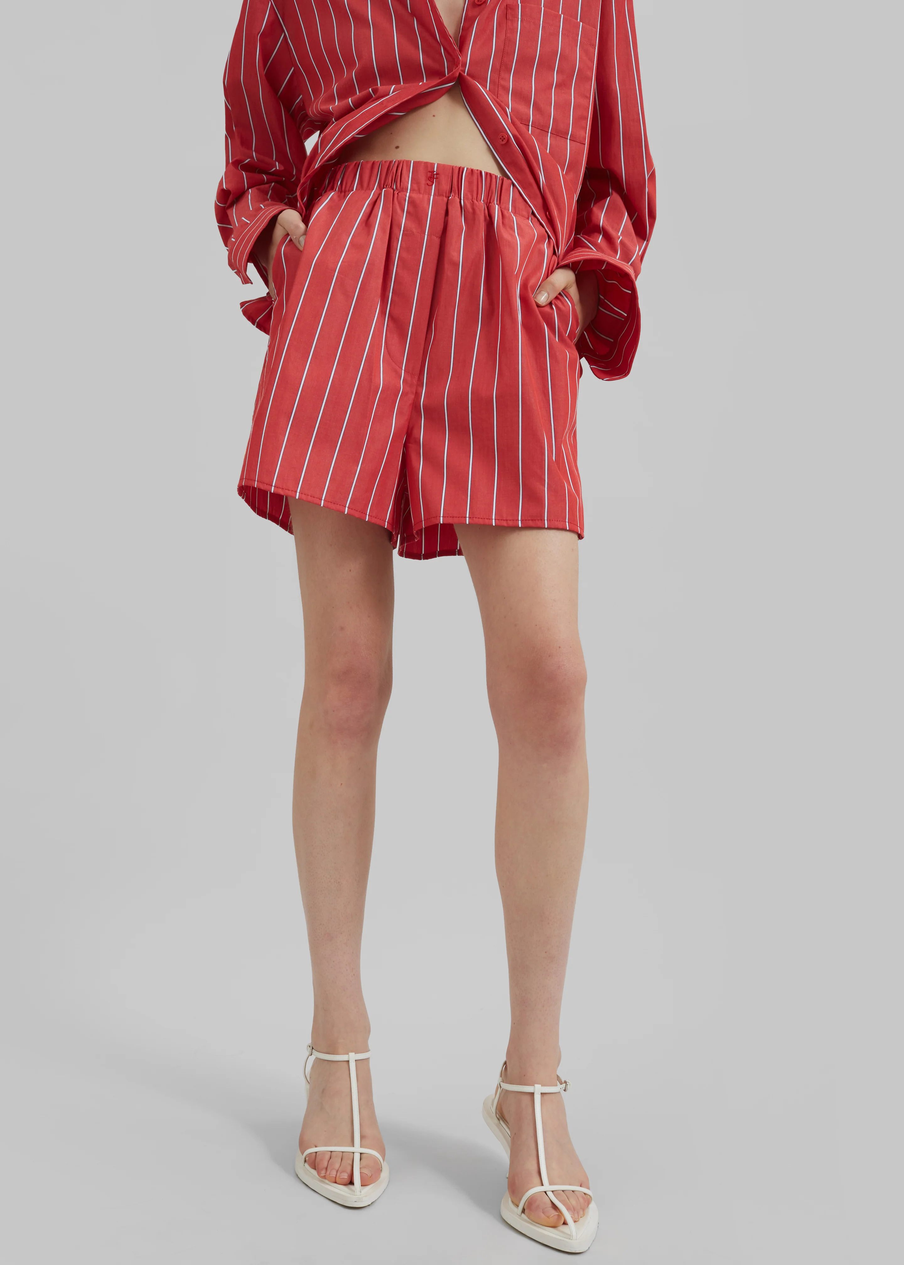 Lui Striped Cotton Boxer Shorts - Red/White Stripe - Image 4
