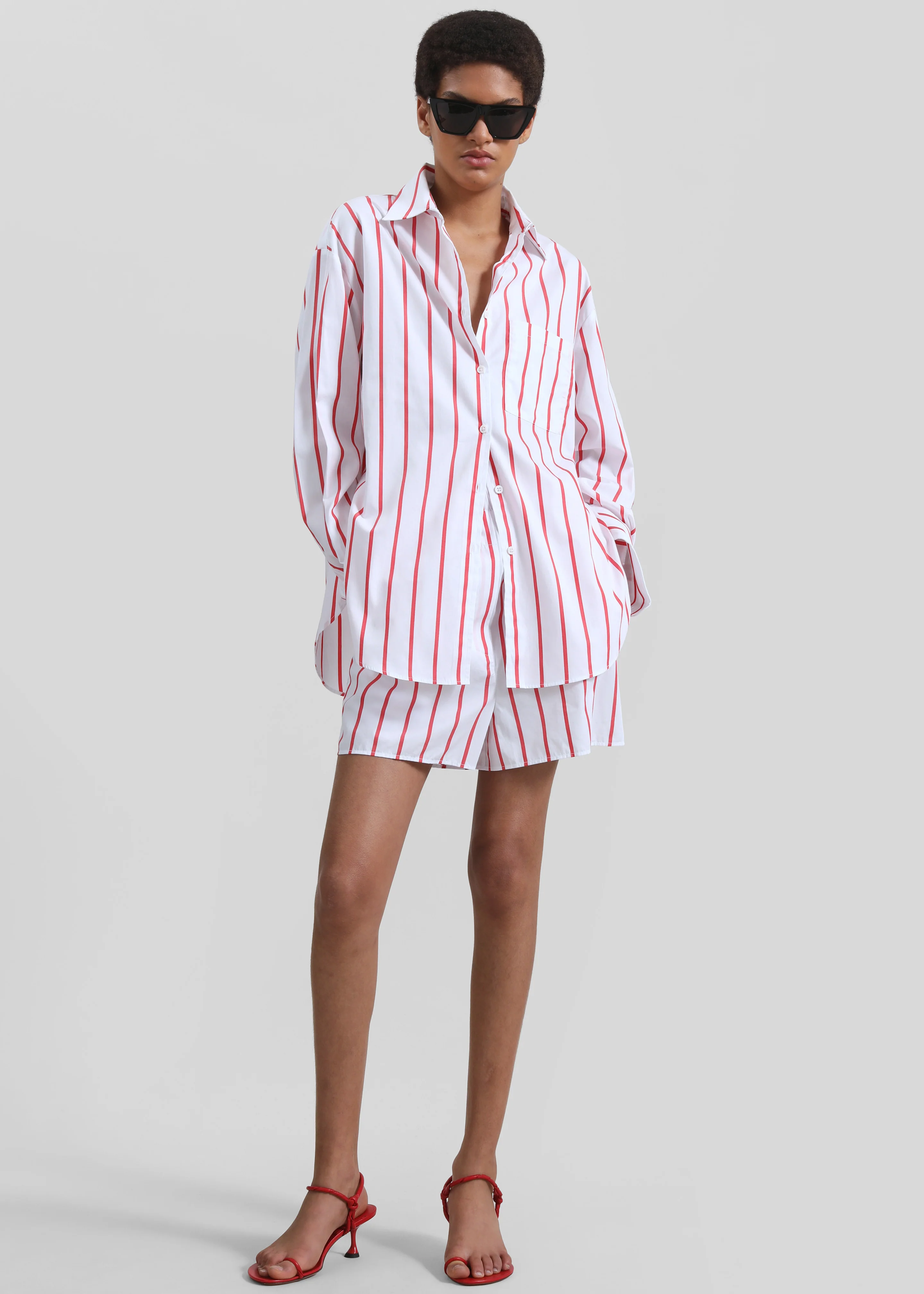 Lui Striped Cotton Boxer Shorts - White/Red Stripe - Image 3