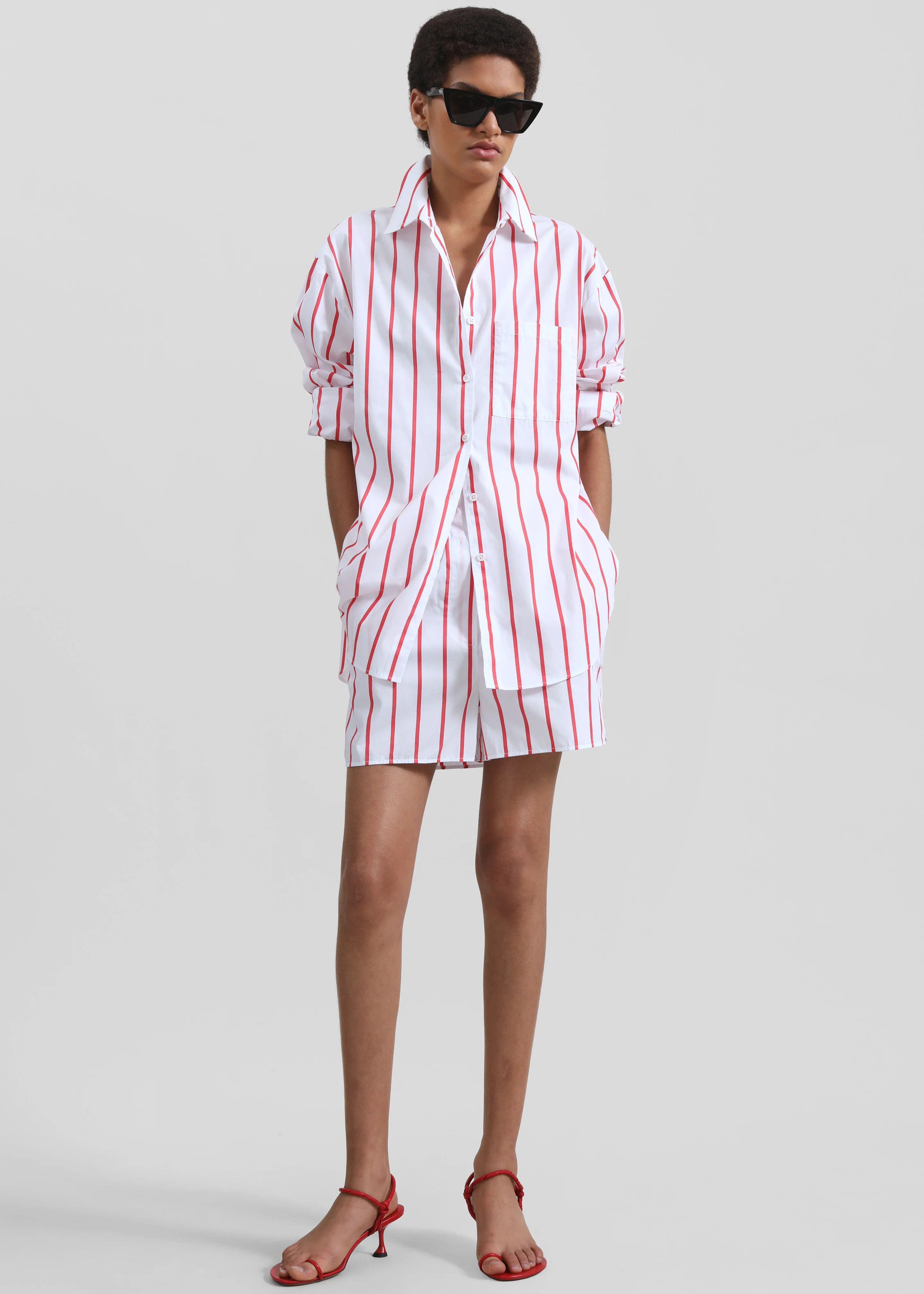 Lui Striped Cotton Boxer Shorts - White/Red Stripe - Image 4