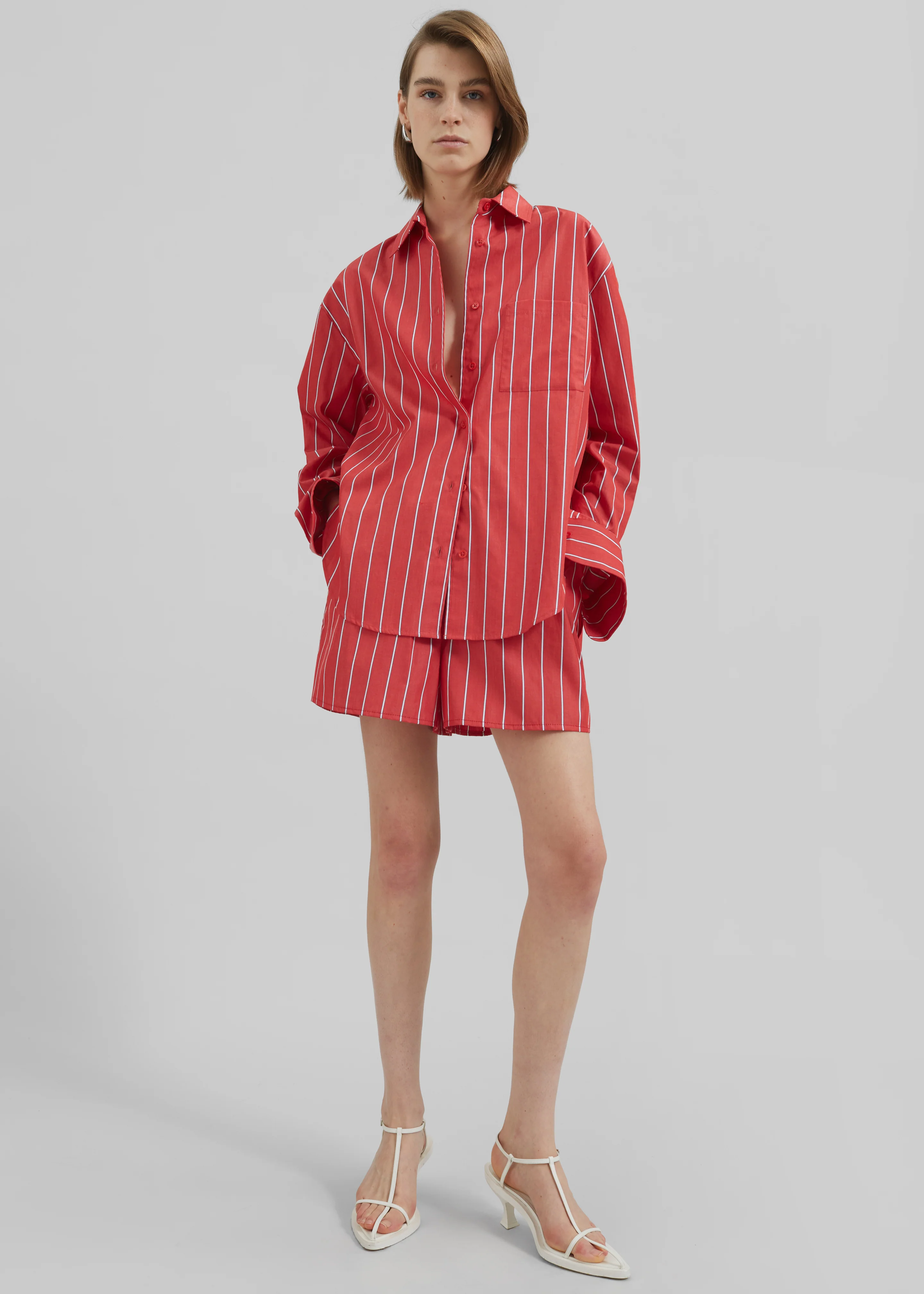 Lui Striped Cotton Shirt - Red/White Stripe