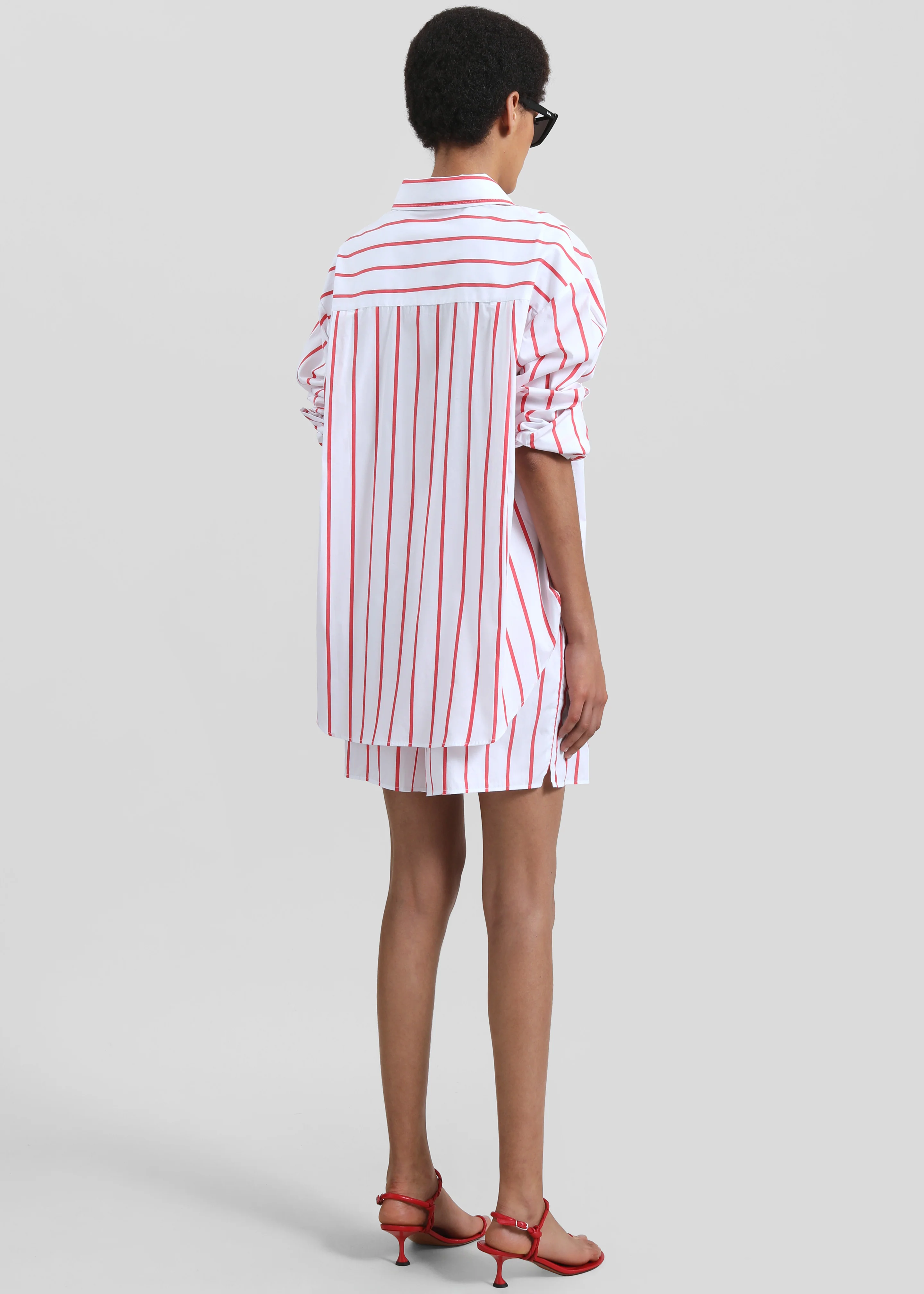 Lui Striped Cotton Shirt - White/Red Stripe - Image 7