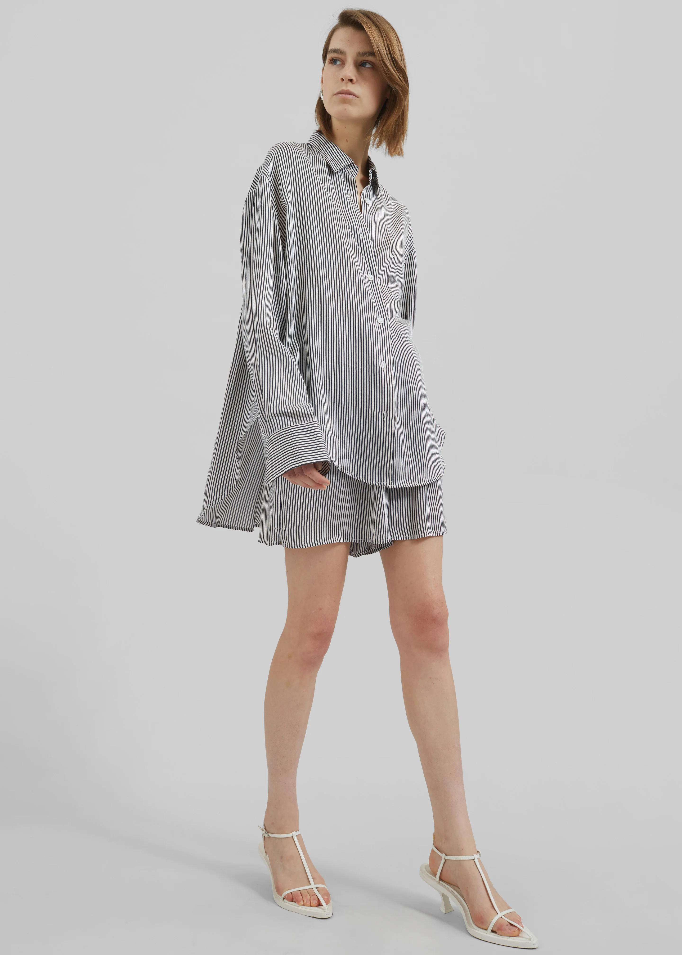 Lui Striped Silk Shirt - Black/White Stripe - Image 7