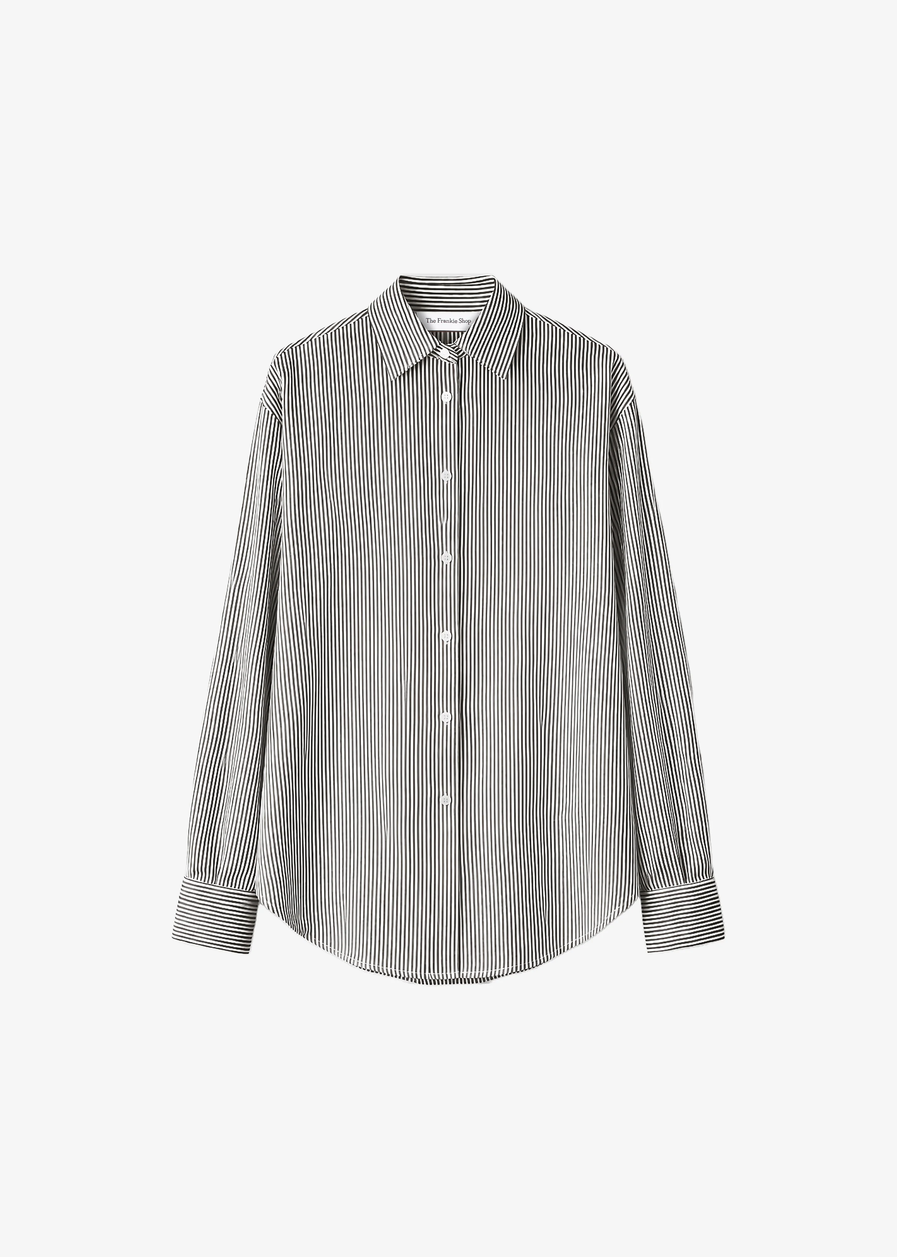 Lui Striped Silk Shirt - Black/White Stripe - Image 9
