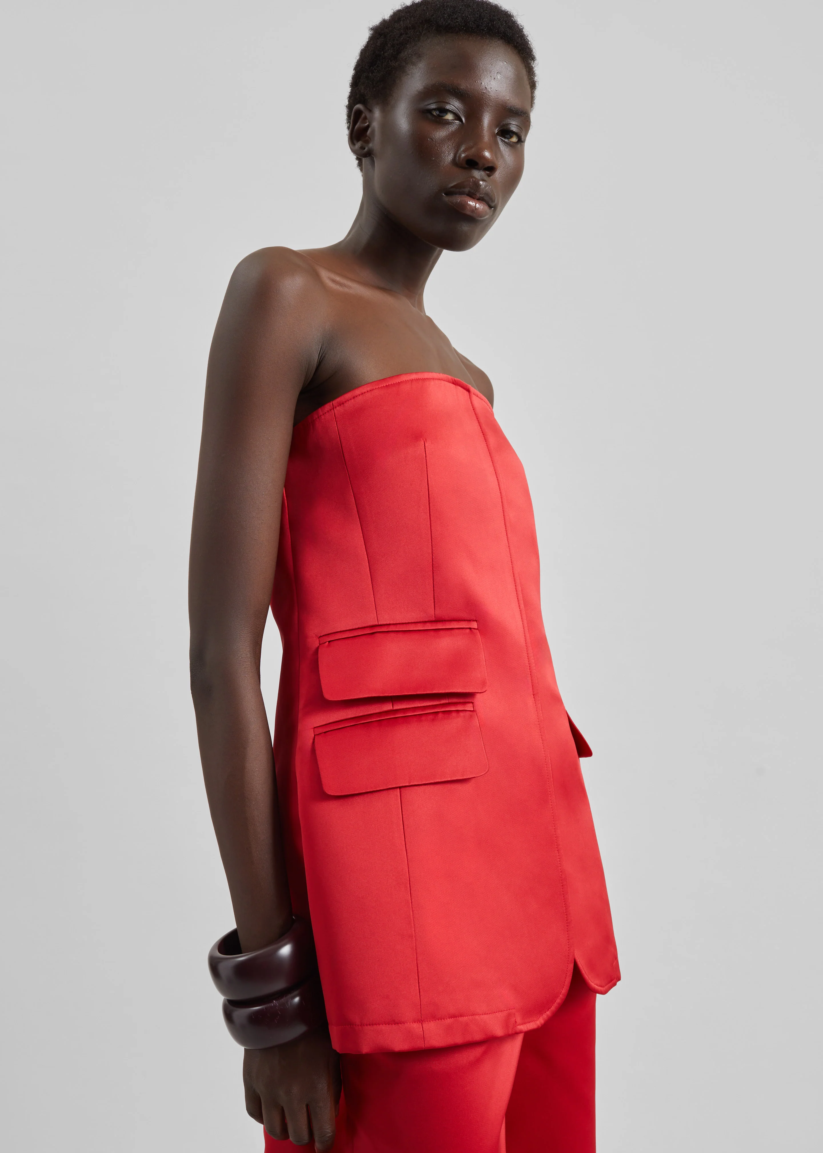 Luma Satin Bustier - Red - Image 5