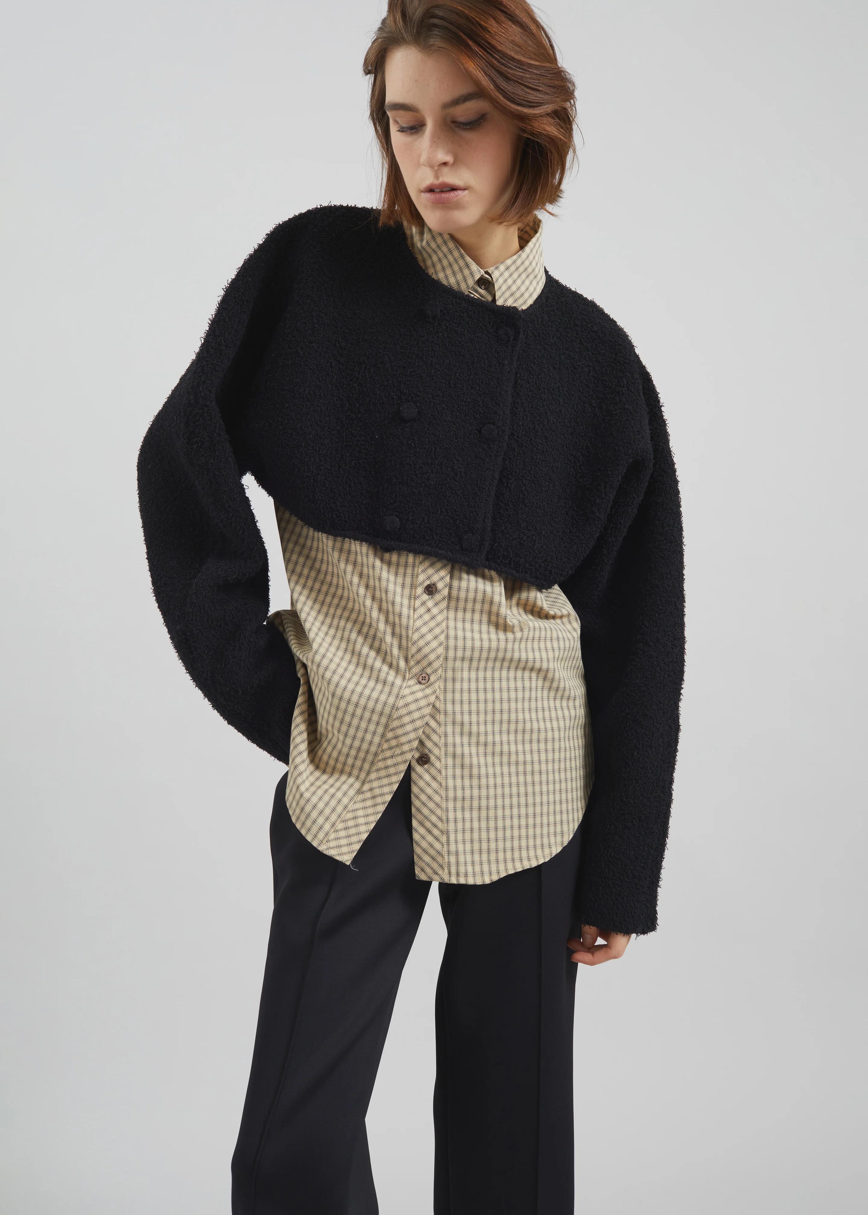Lyall Fuzzy Cropped Jacket - Black - Image 2