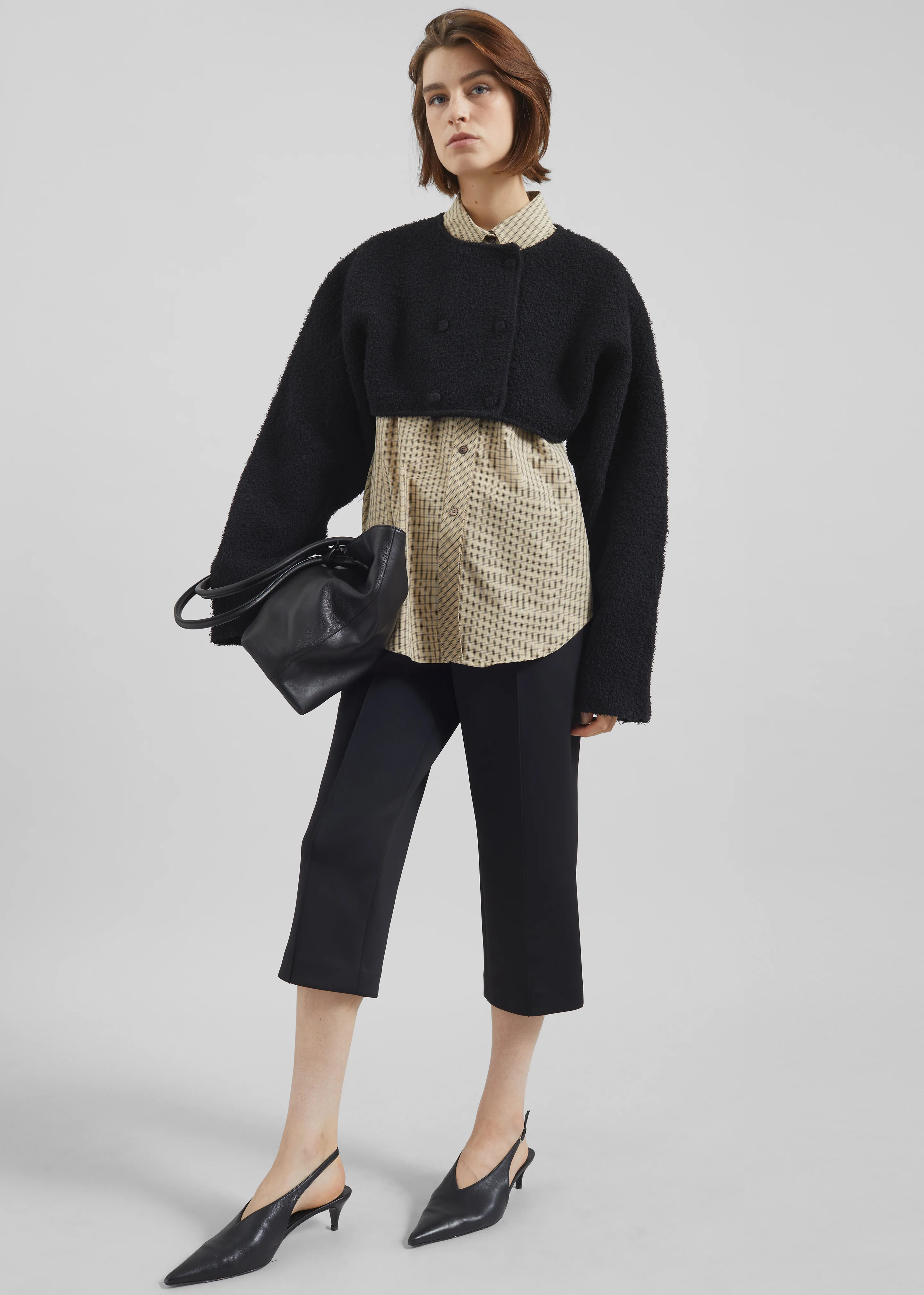 Lyall Fuzzy Cropped Jacket - Black - Image 4
