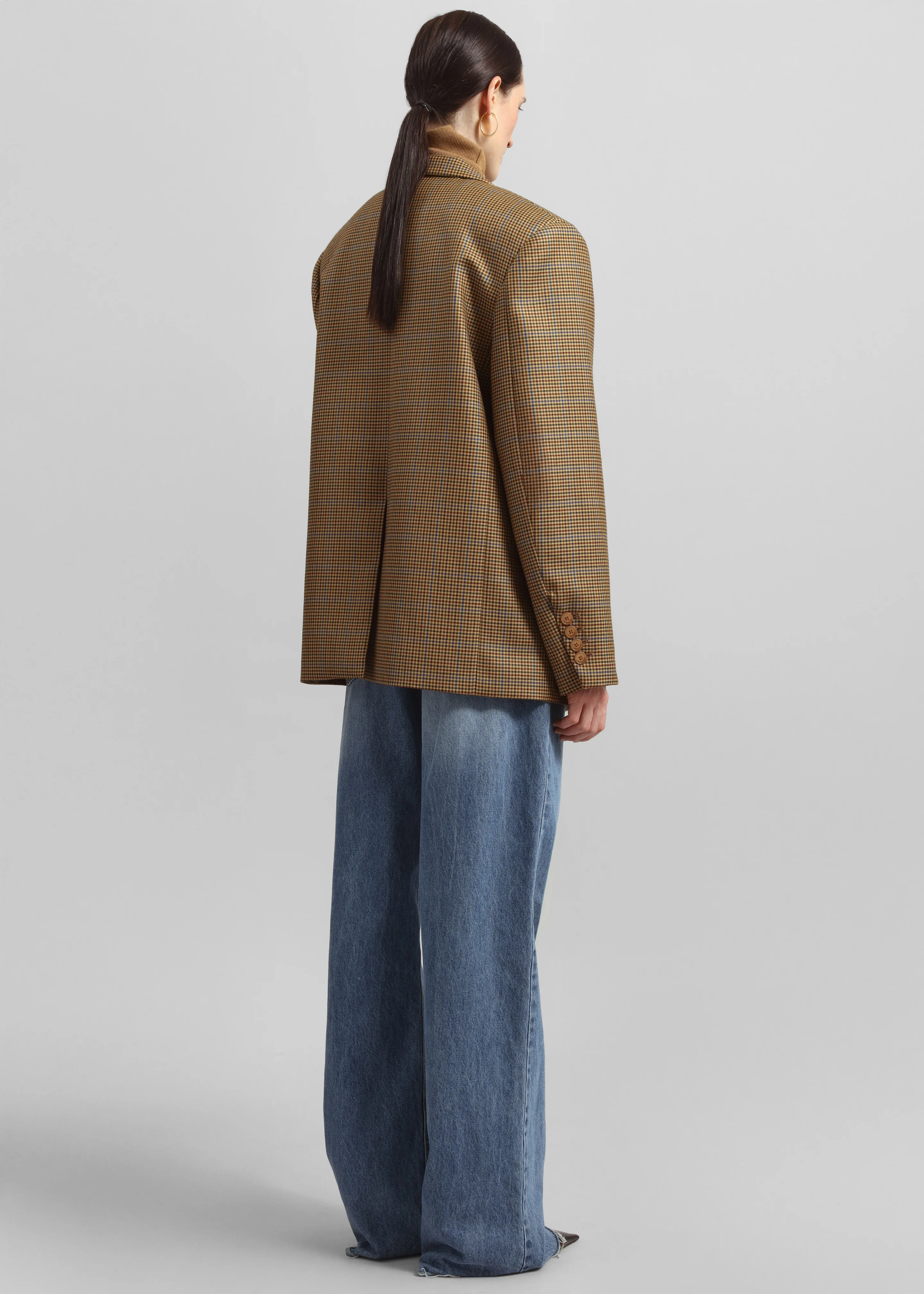 Lyra Oversized Houndstooth Blazer - Camel - Image 7