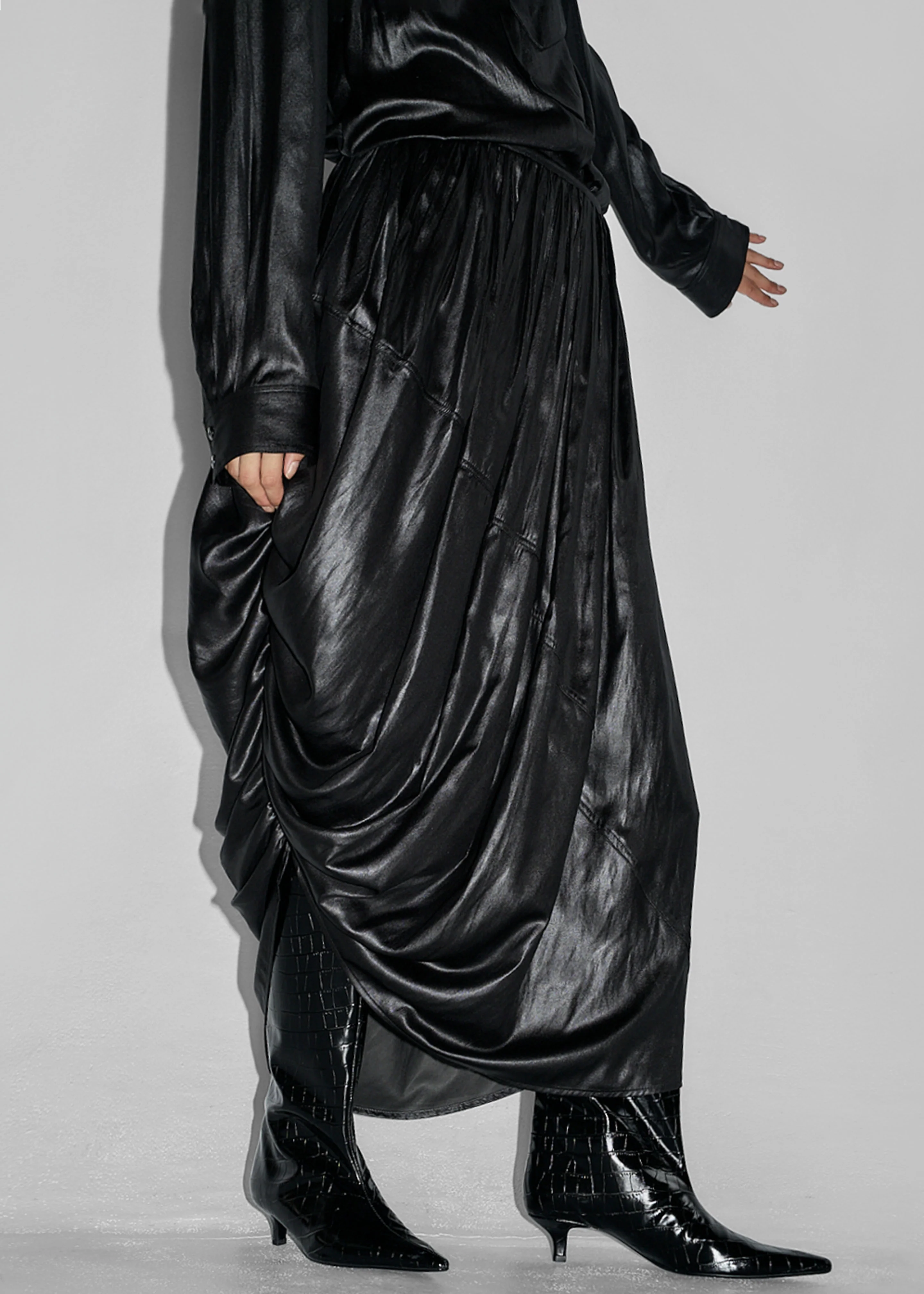 Mabillon Corded Draped Skirt - Black - Image 2