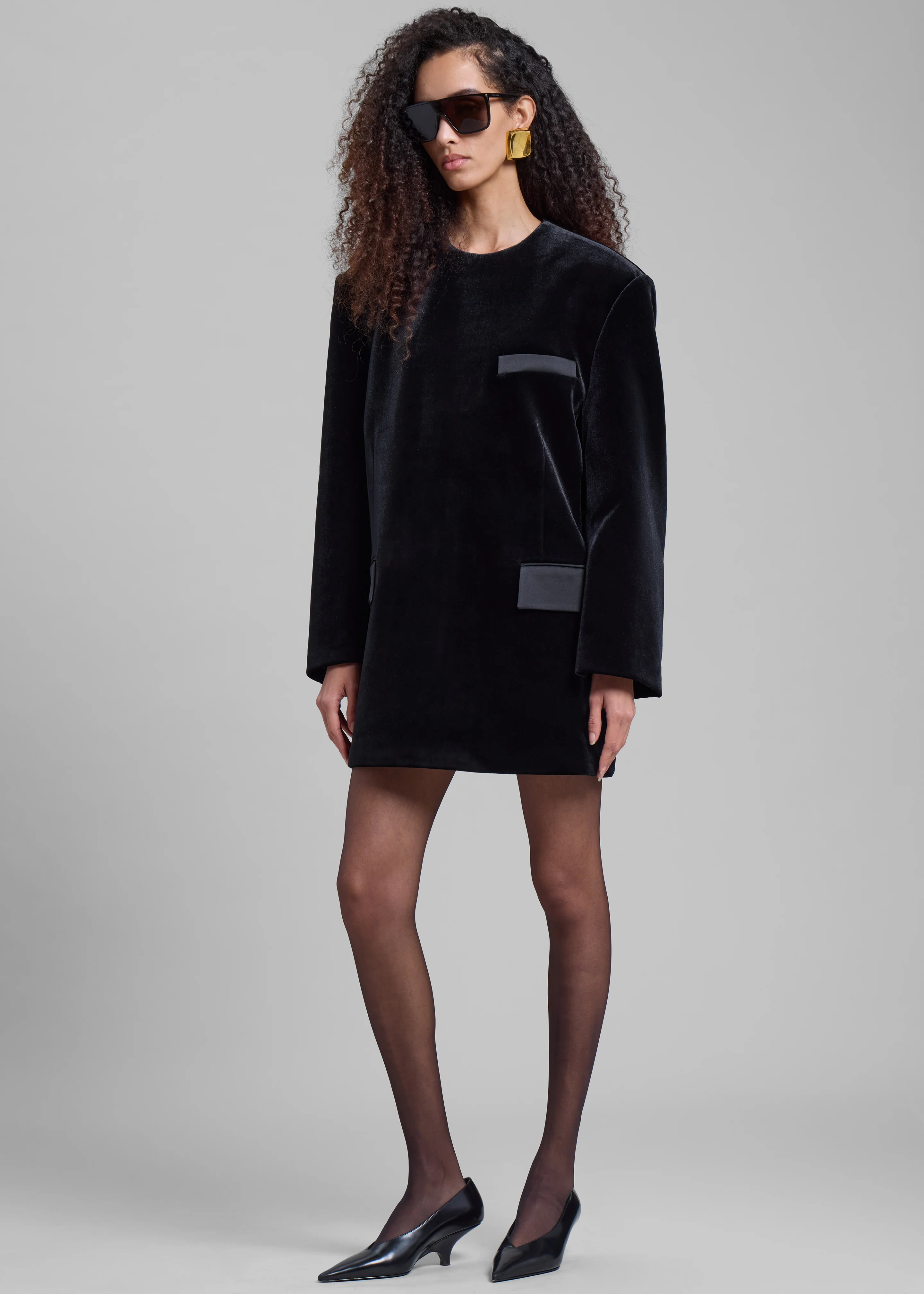 Madison Mini Velvet Dress - Black - Image 2