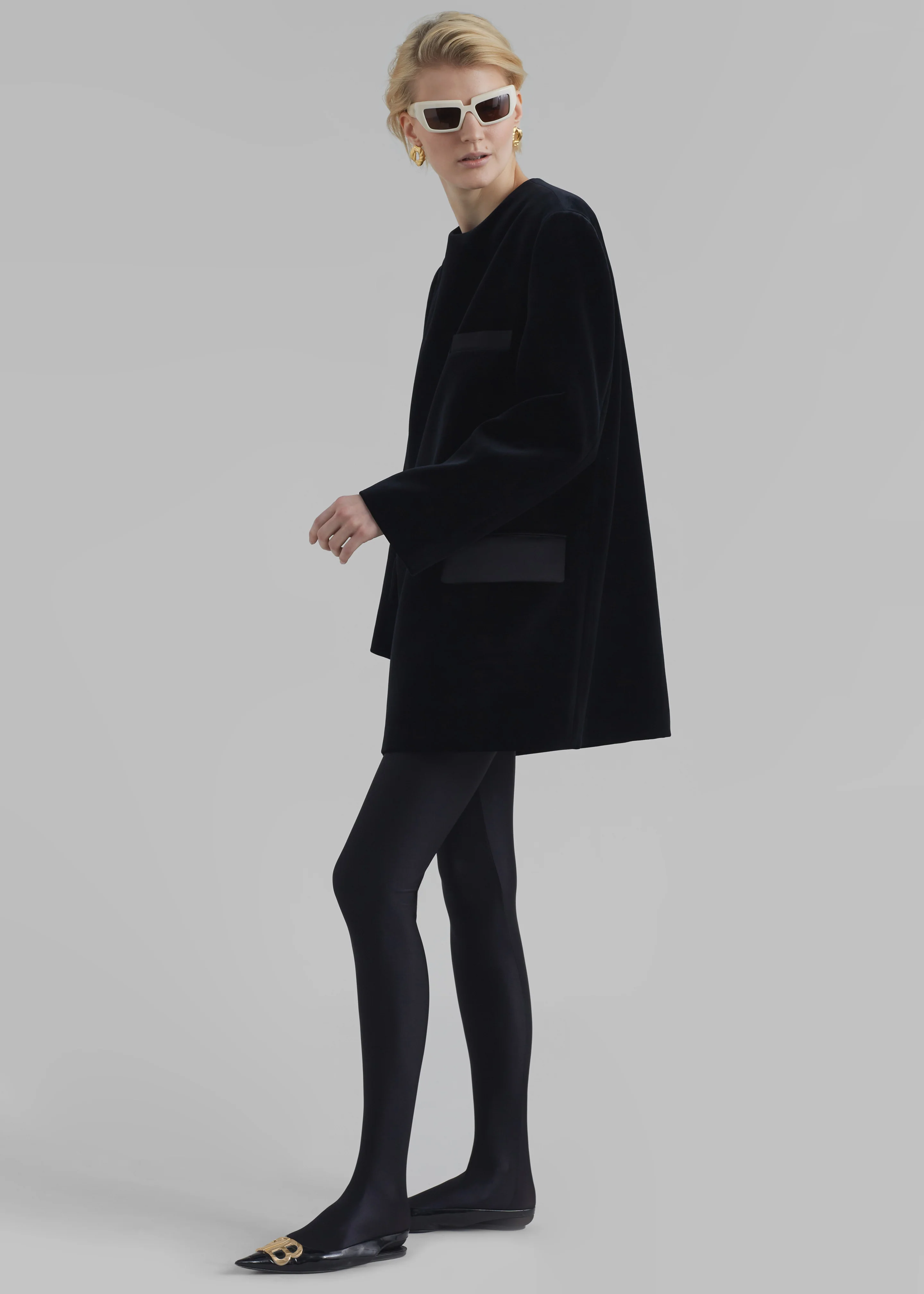 Madison Mini Velvet Dress - Black - Image 3