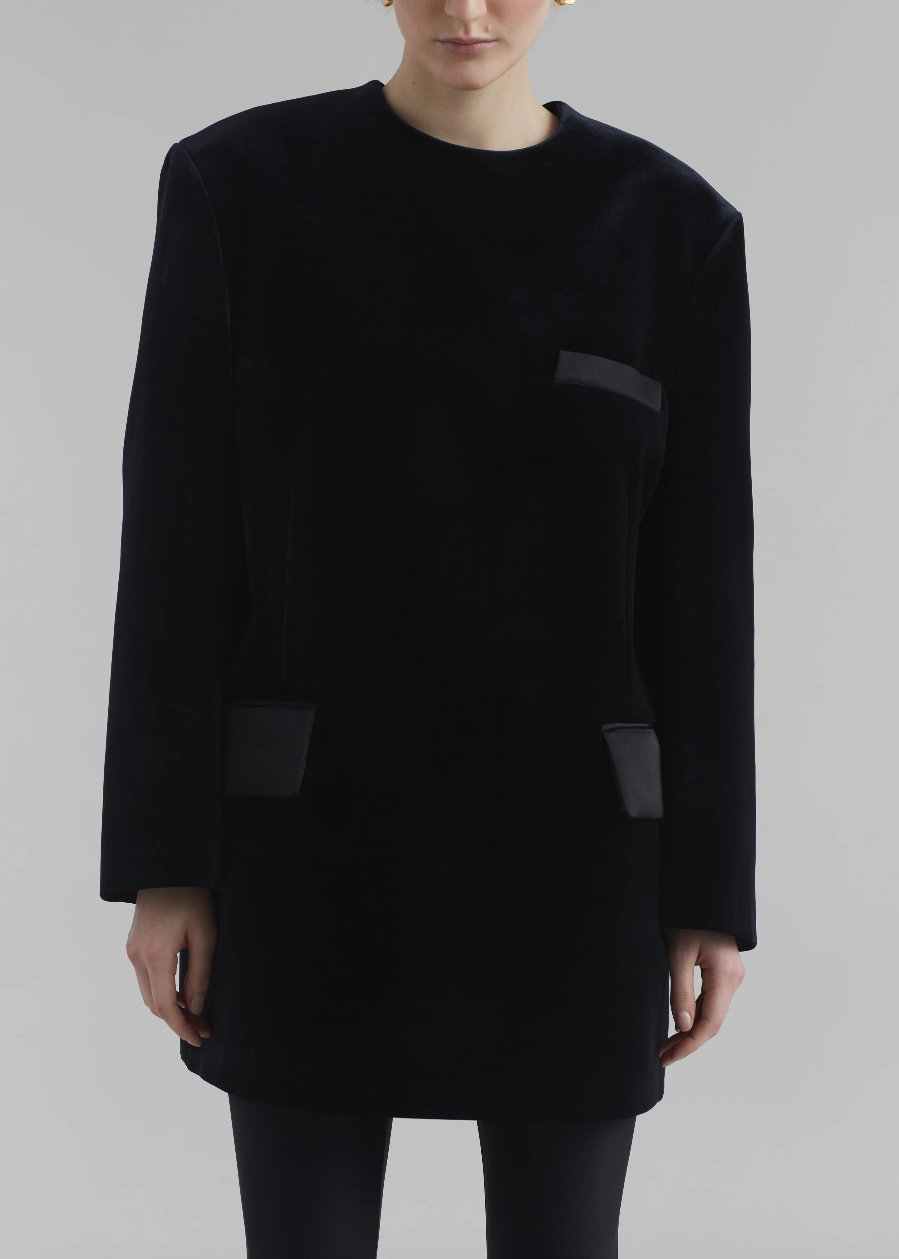 Madison Mini Velvet Dress - Black - Image 6