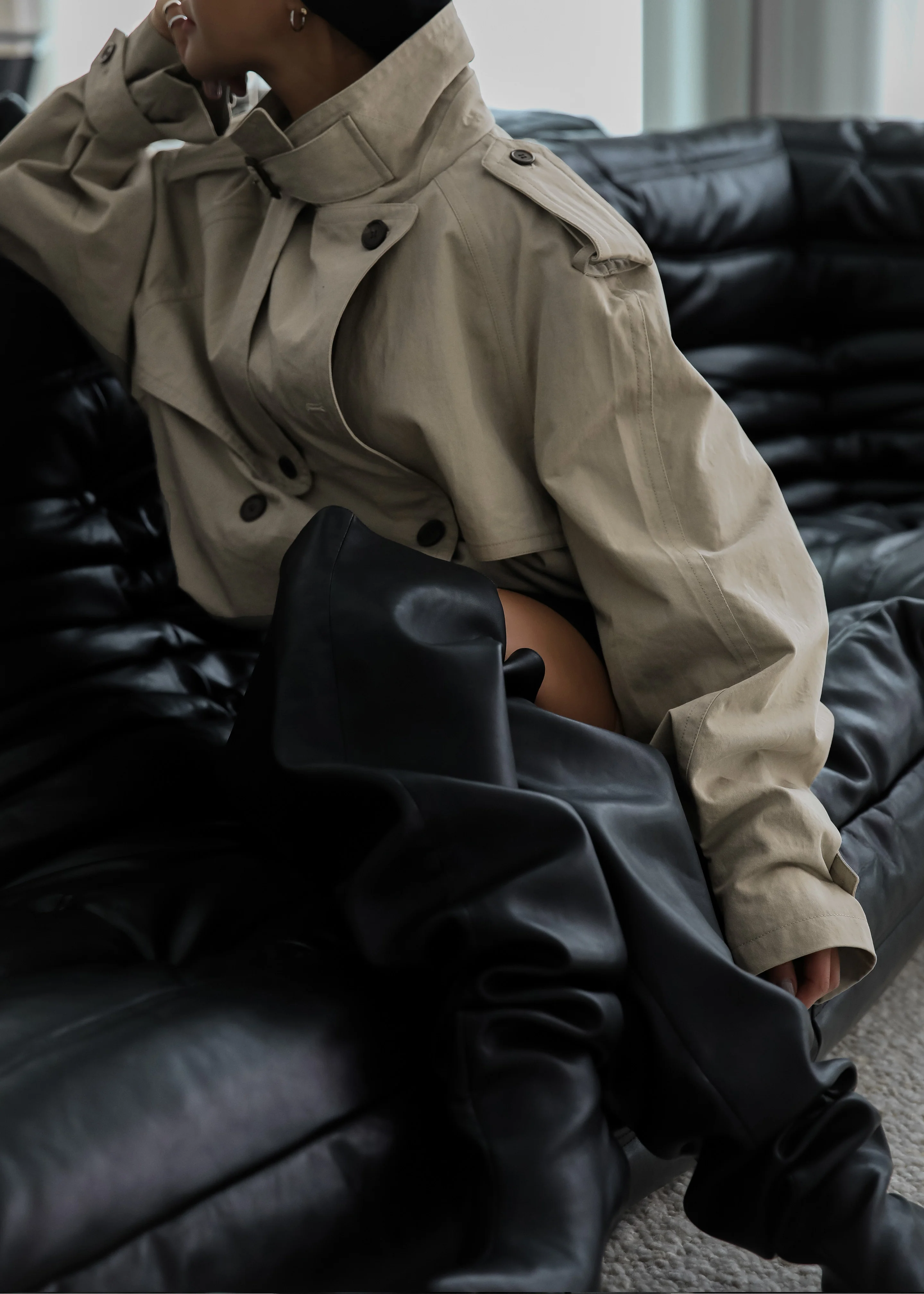 Mads Cropped Trench - Beige - Image 13