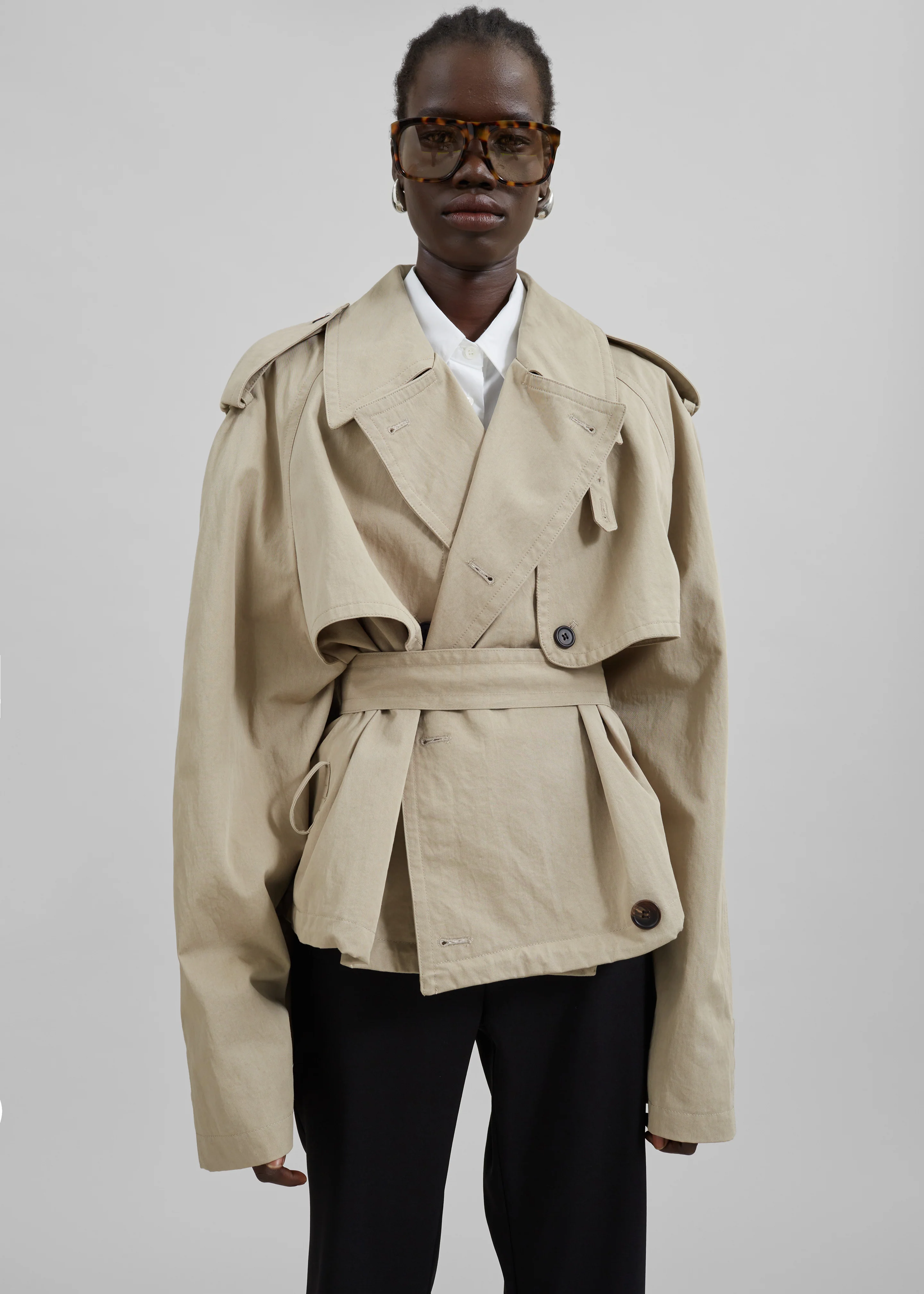 Mads Cropped Trench - Beige - Image 7