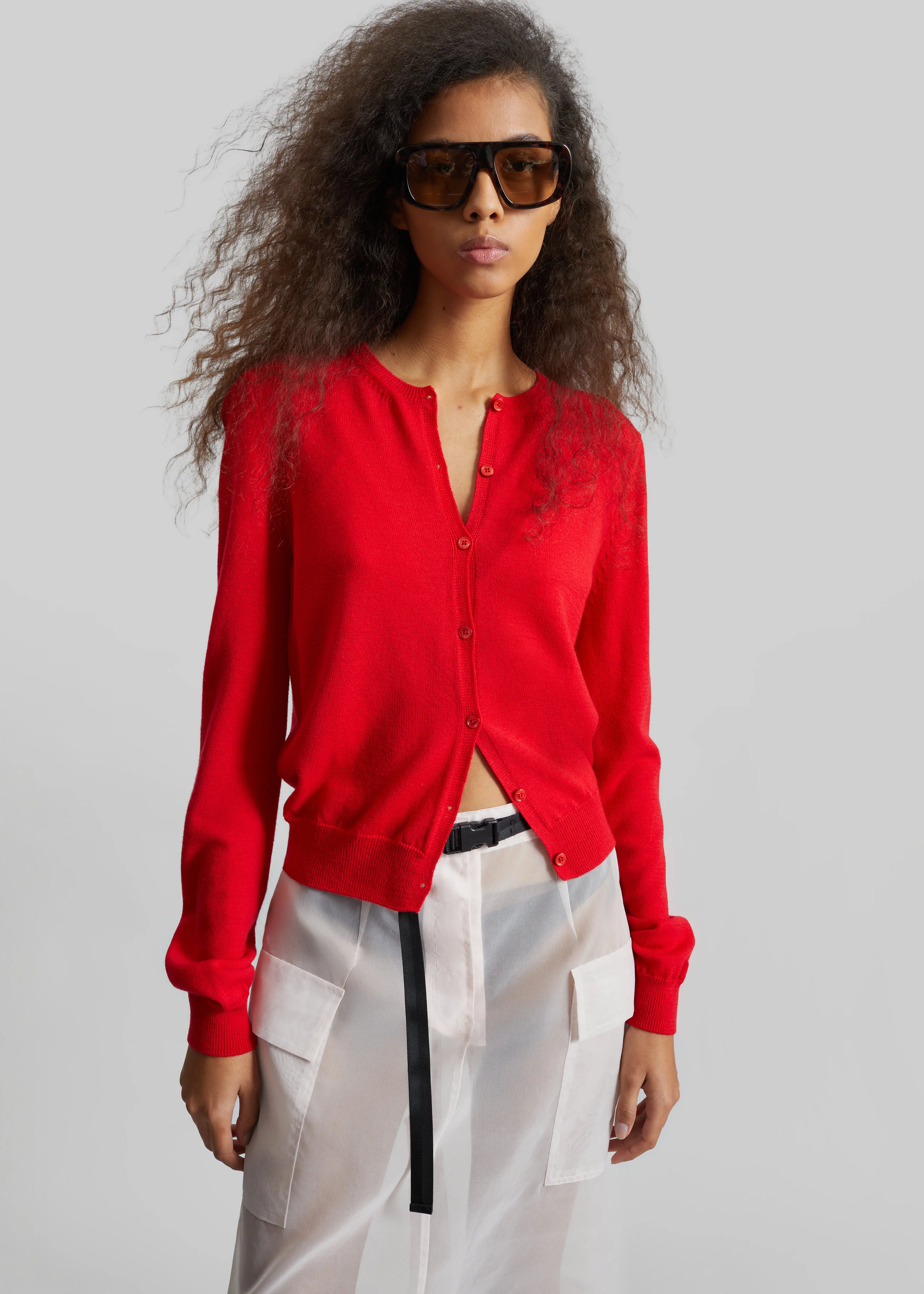 Mahim Superfine Wool Cardigan - Red - Image 2