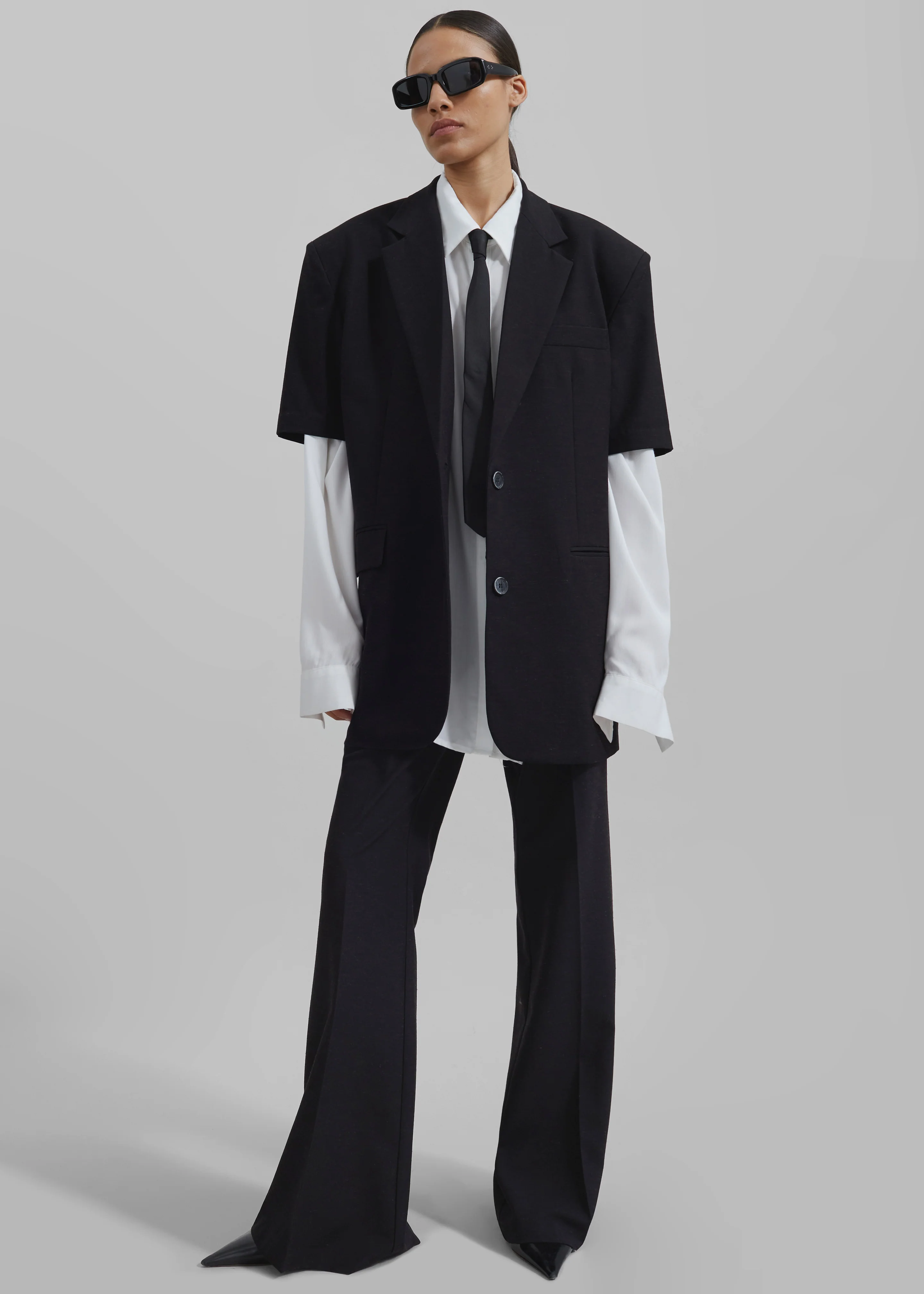 Maisie Short Sleeve Blazer - Black - Image 2