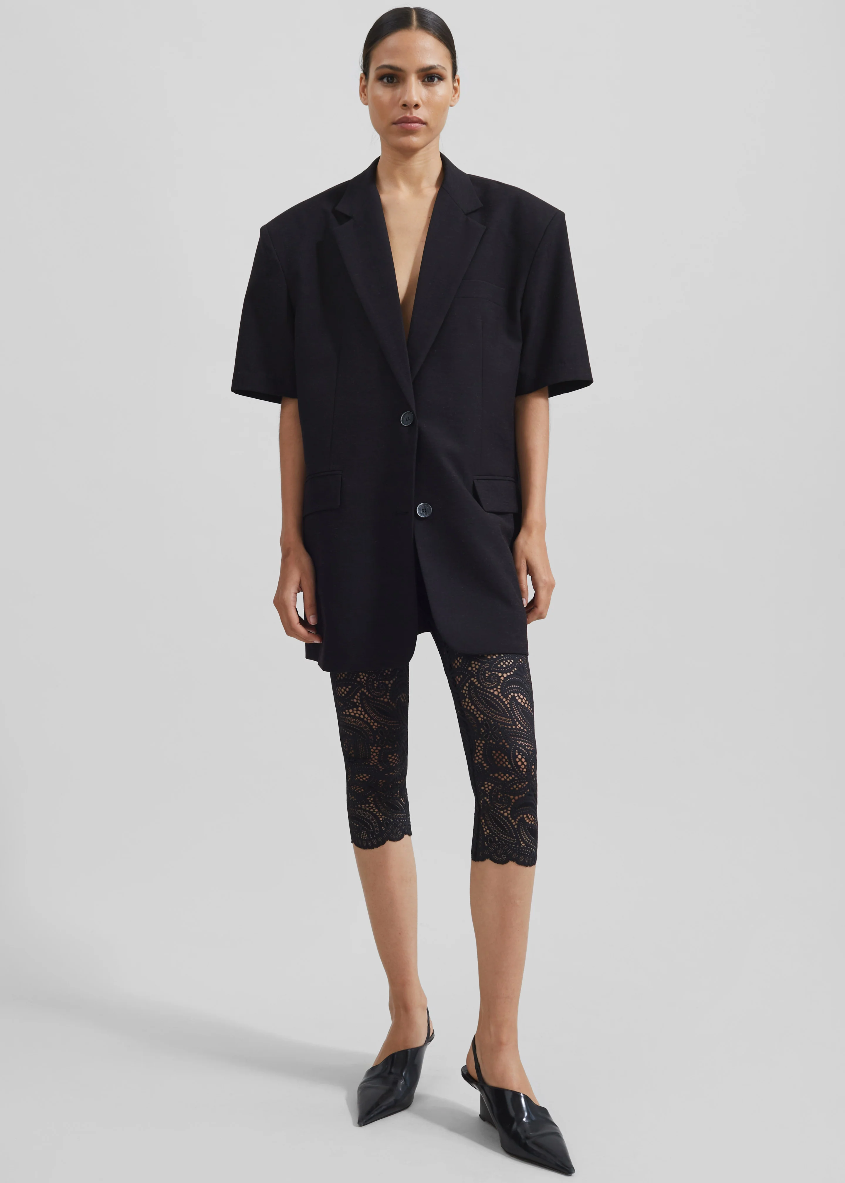 Maisie Short Sleeve Blazer - Black - Image 4