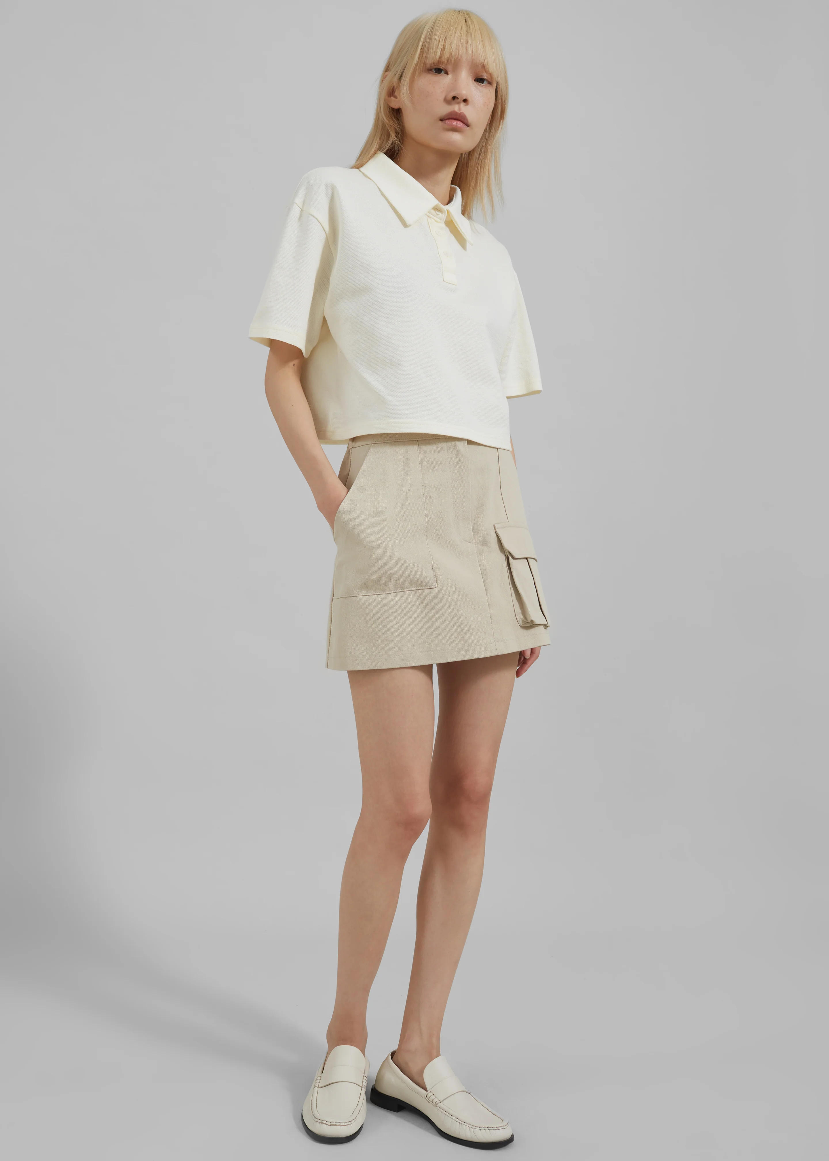 Malia Cargo Mini Skirt - Beige - Image 5