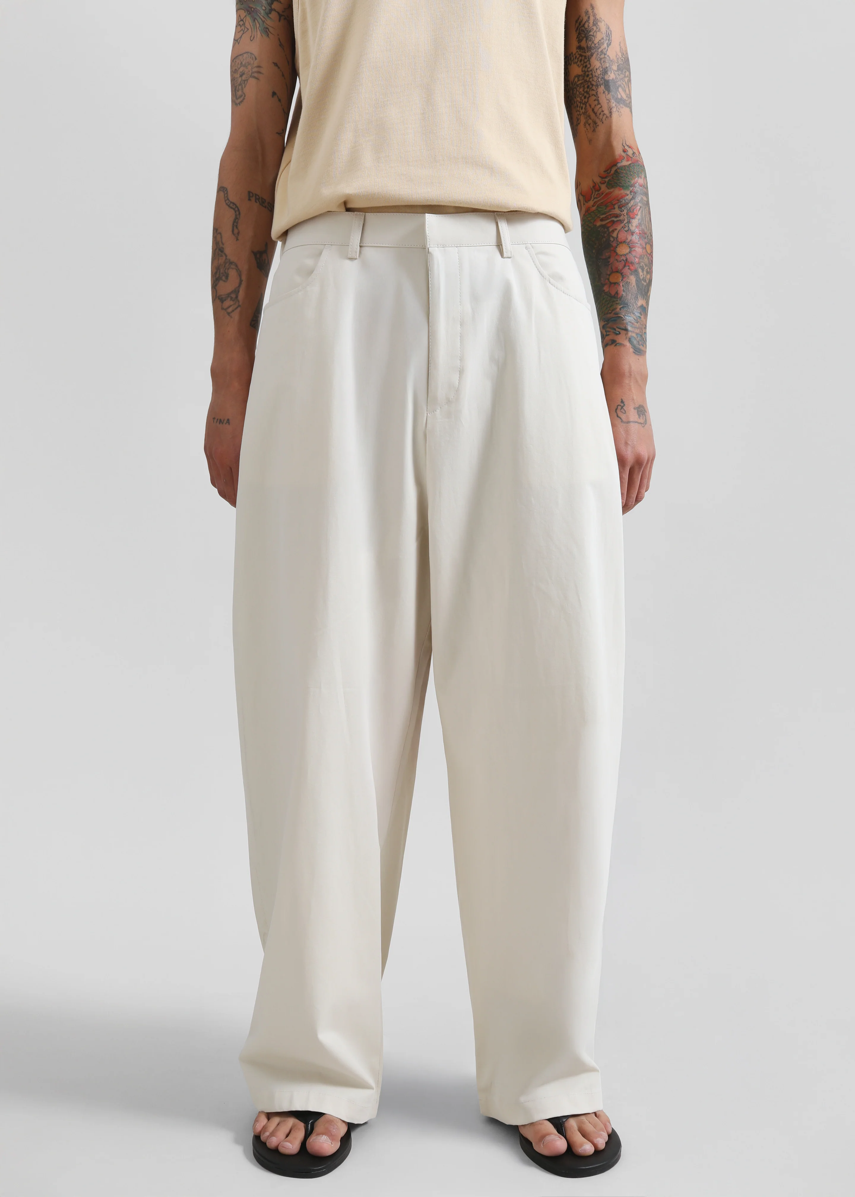 Malton Wide Trousers - Ecru - Image 4