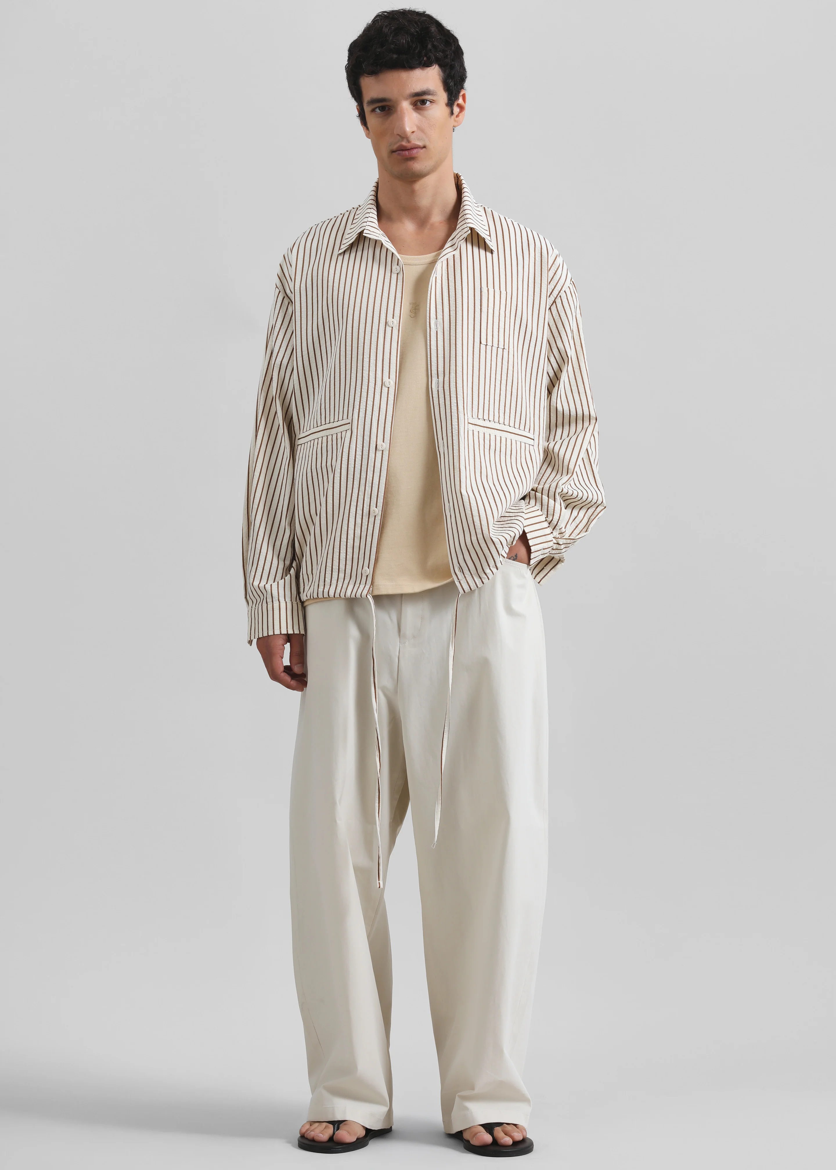 Malton Wide Trousers - Ecru - Image 6