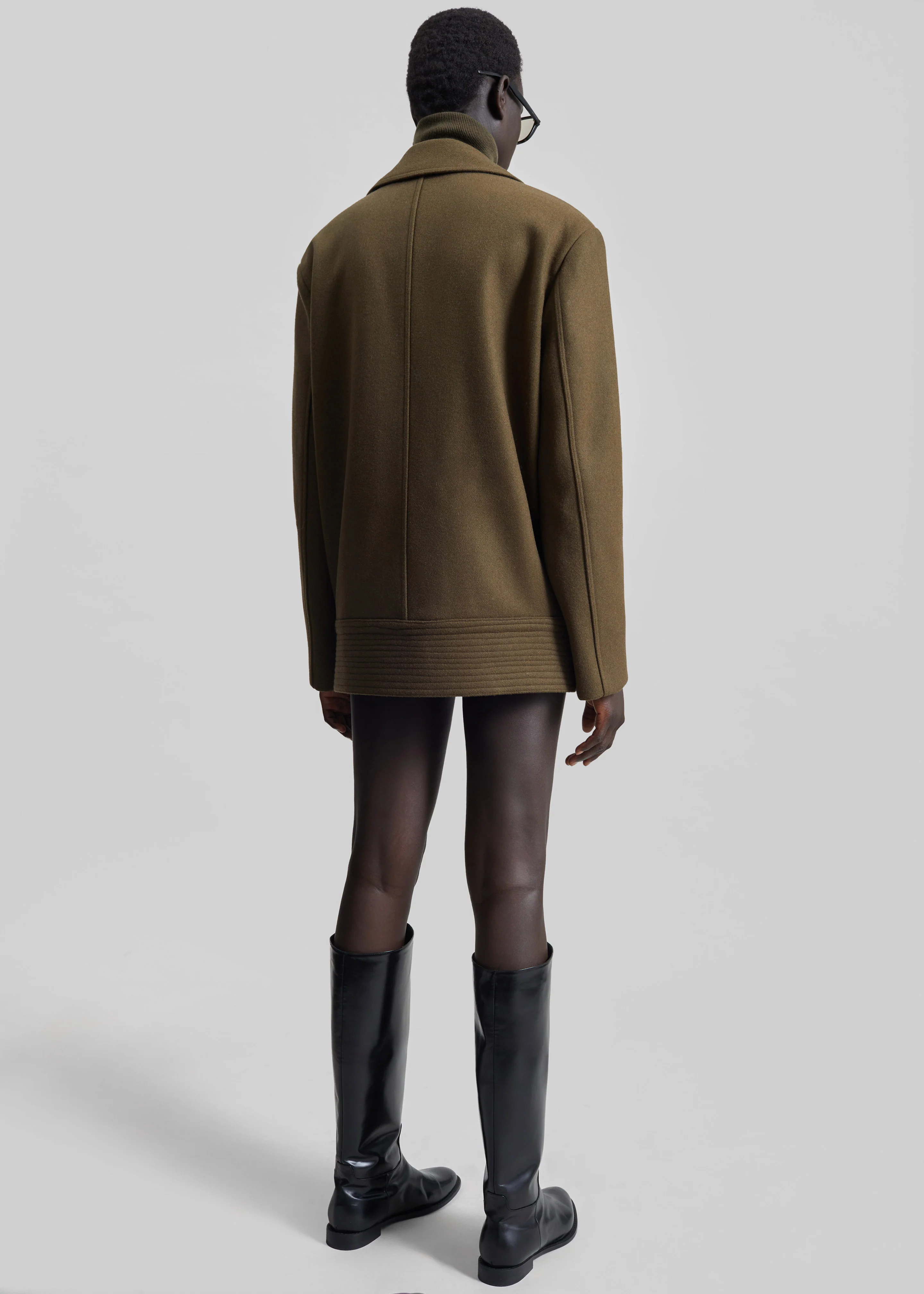 Manali Belted Peacoat - Olive Brown - Image 8