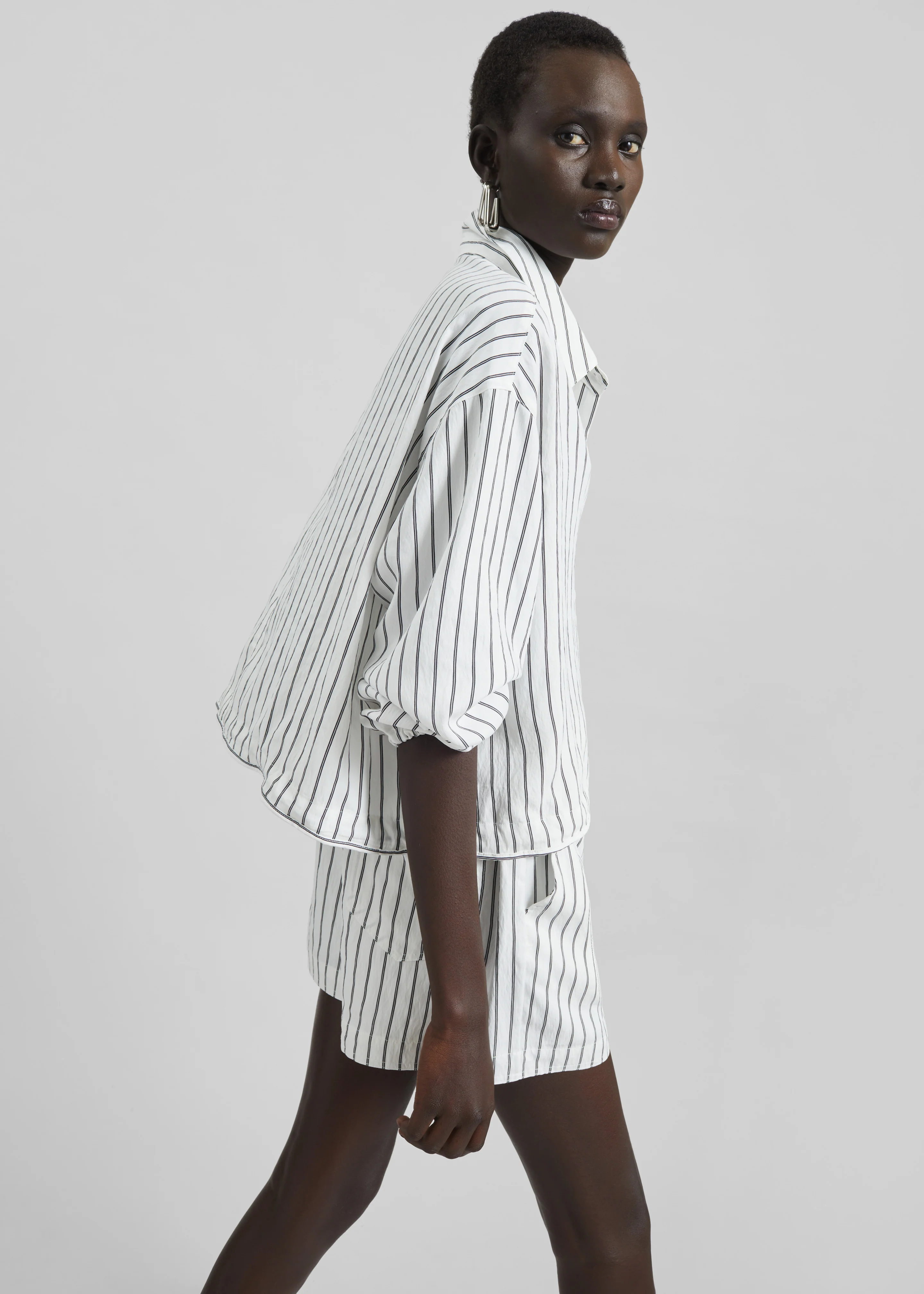 Manisa Mini Shorts - White/Black Stripe - Image 6