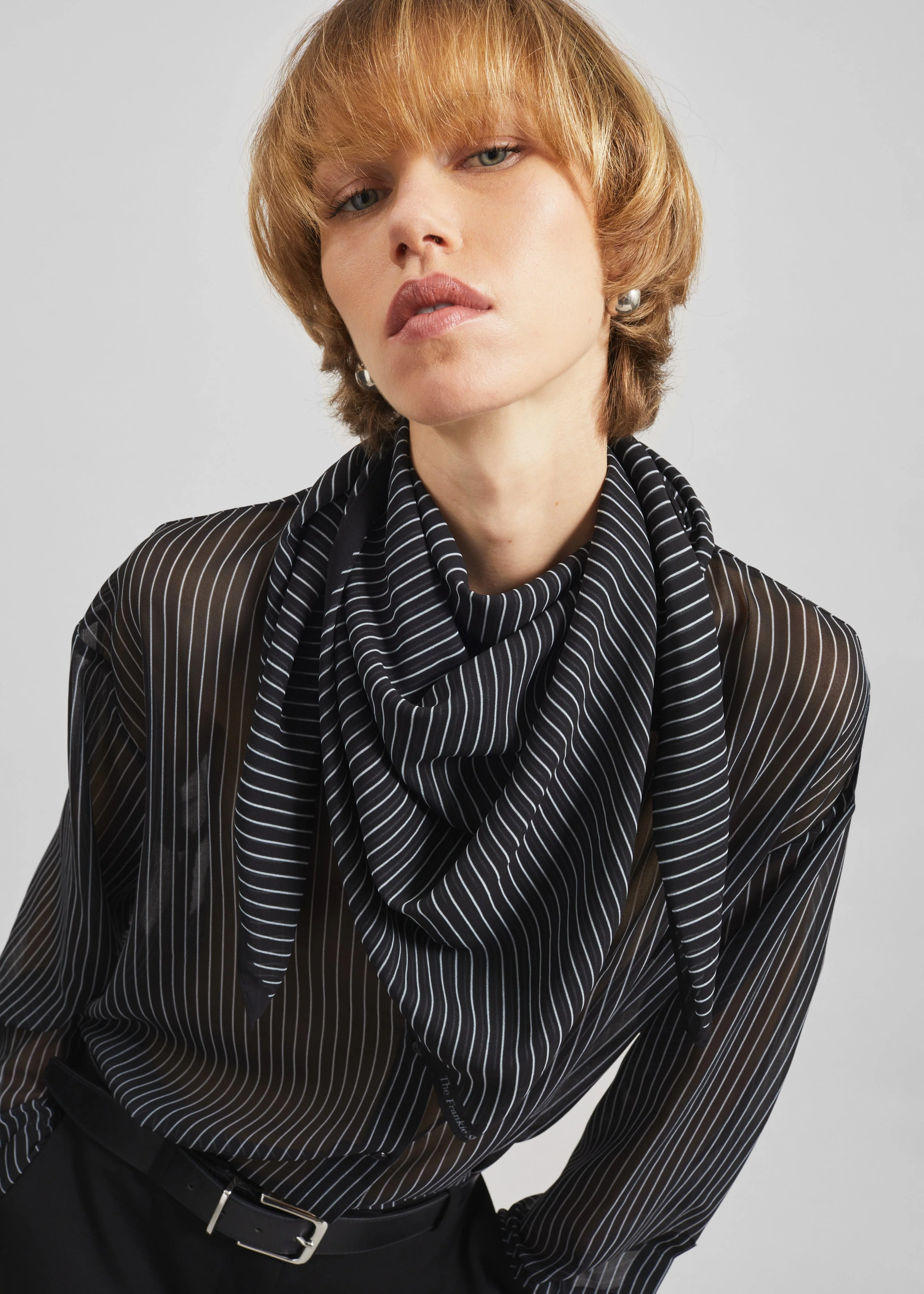 Marais Striped Scarf - Black/White - Image 4